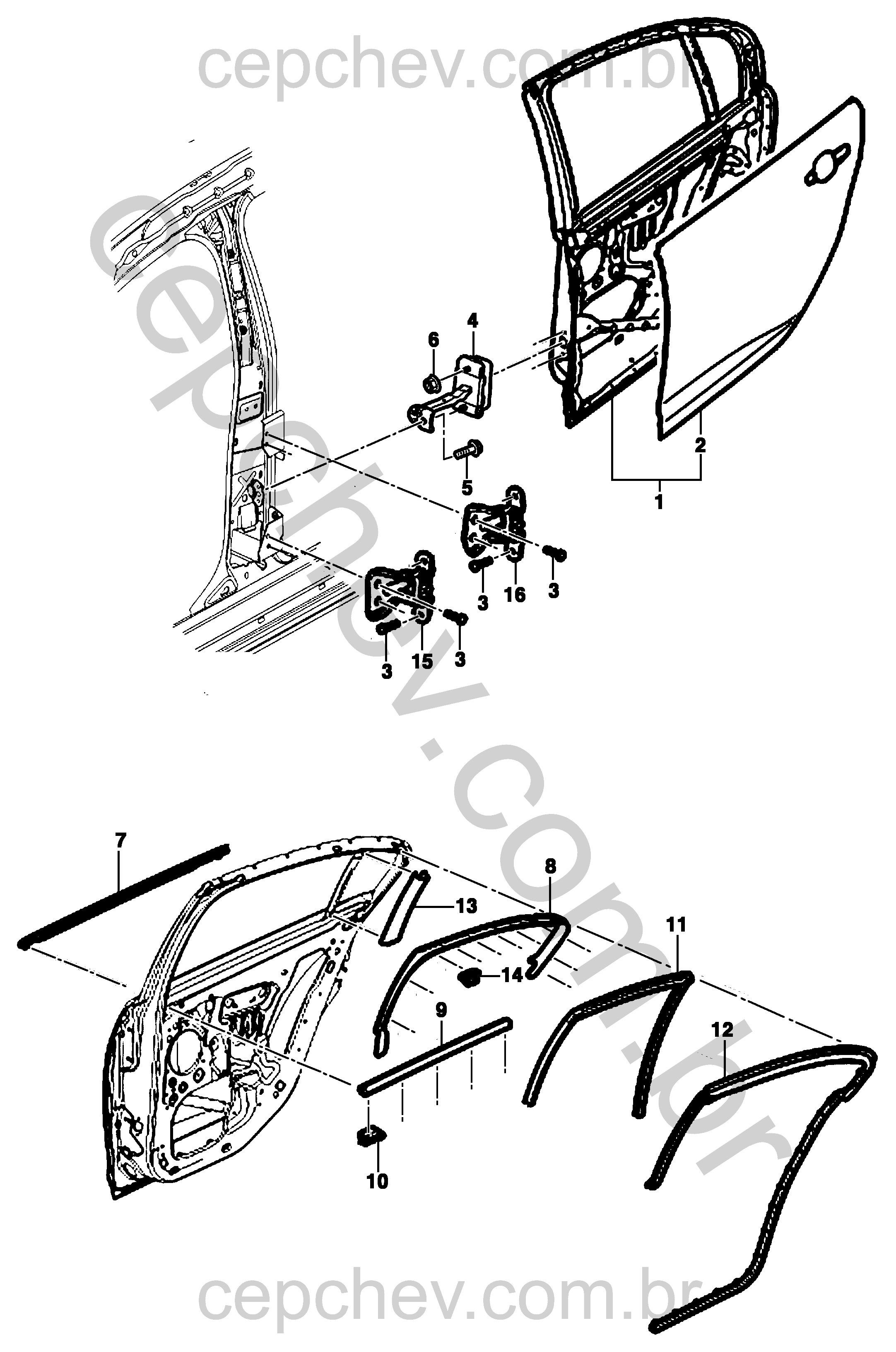 Porta traseira e componentes completos para modelos 2008