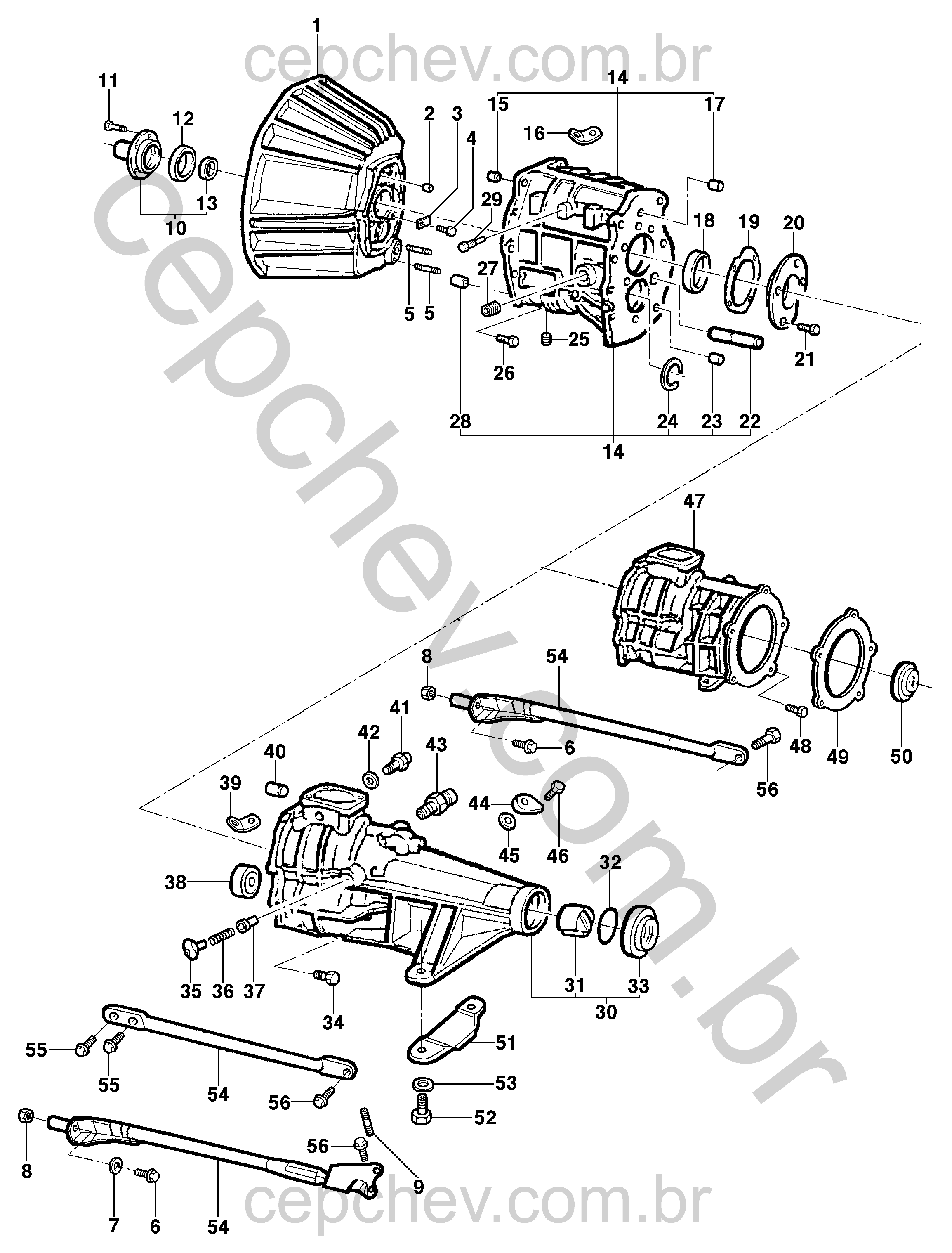 Carcaças e componentes da transmissão para motor LK6/LM3/LN2/LG1