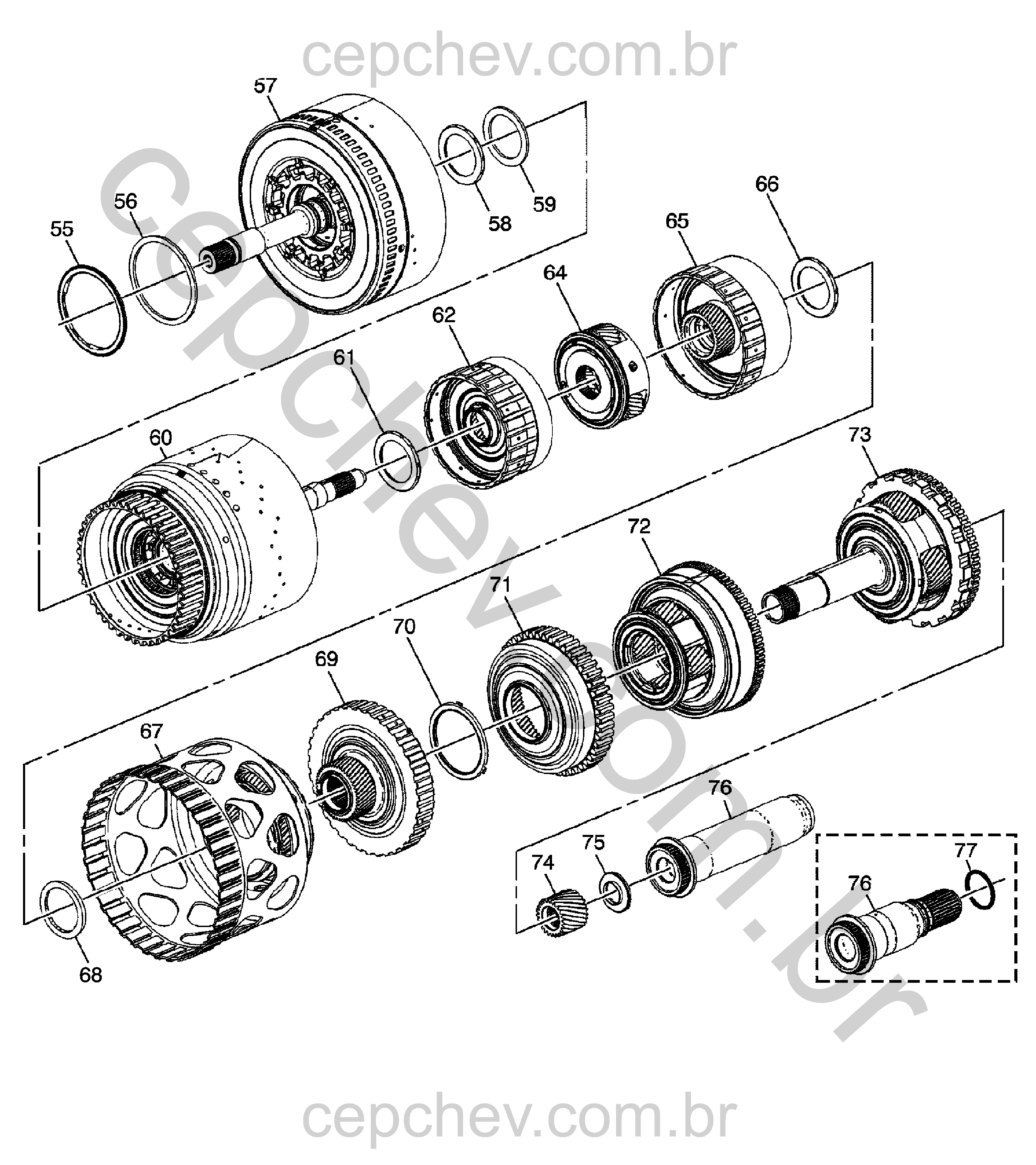 Transmissão automática (M5U) (8L90) e conjuntos de embreagem completos