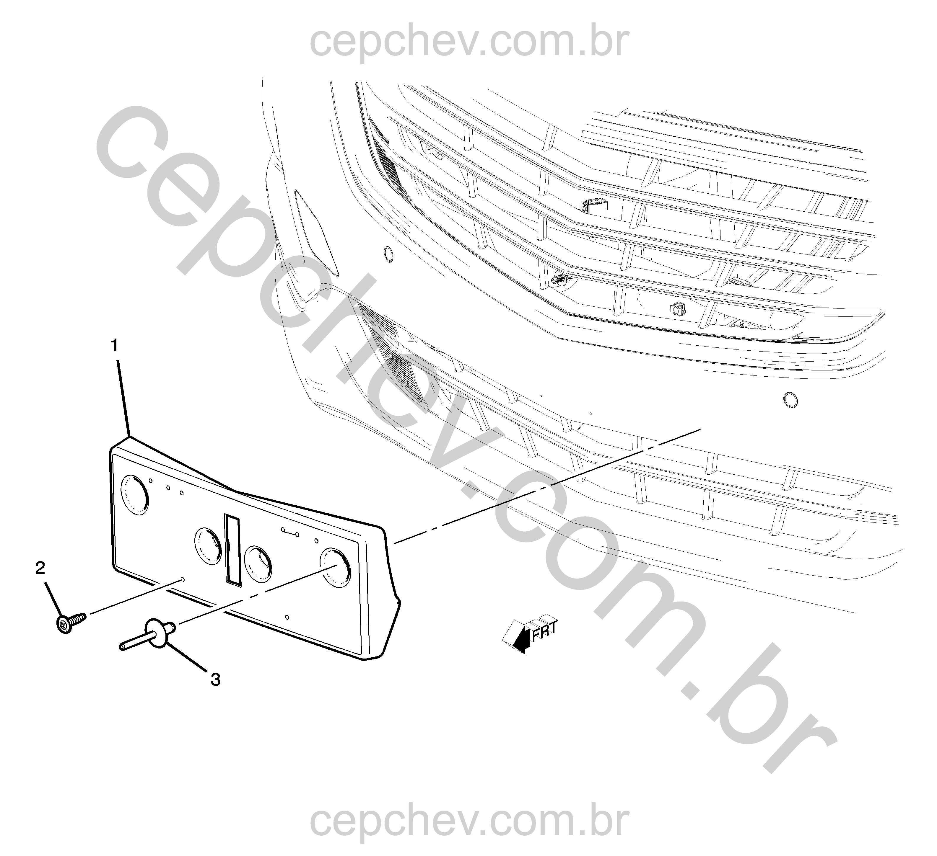 Fixação da placa dianteira (2018–2021)