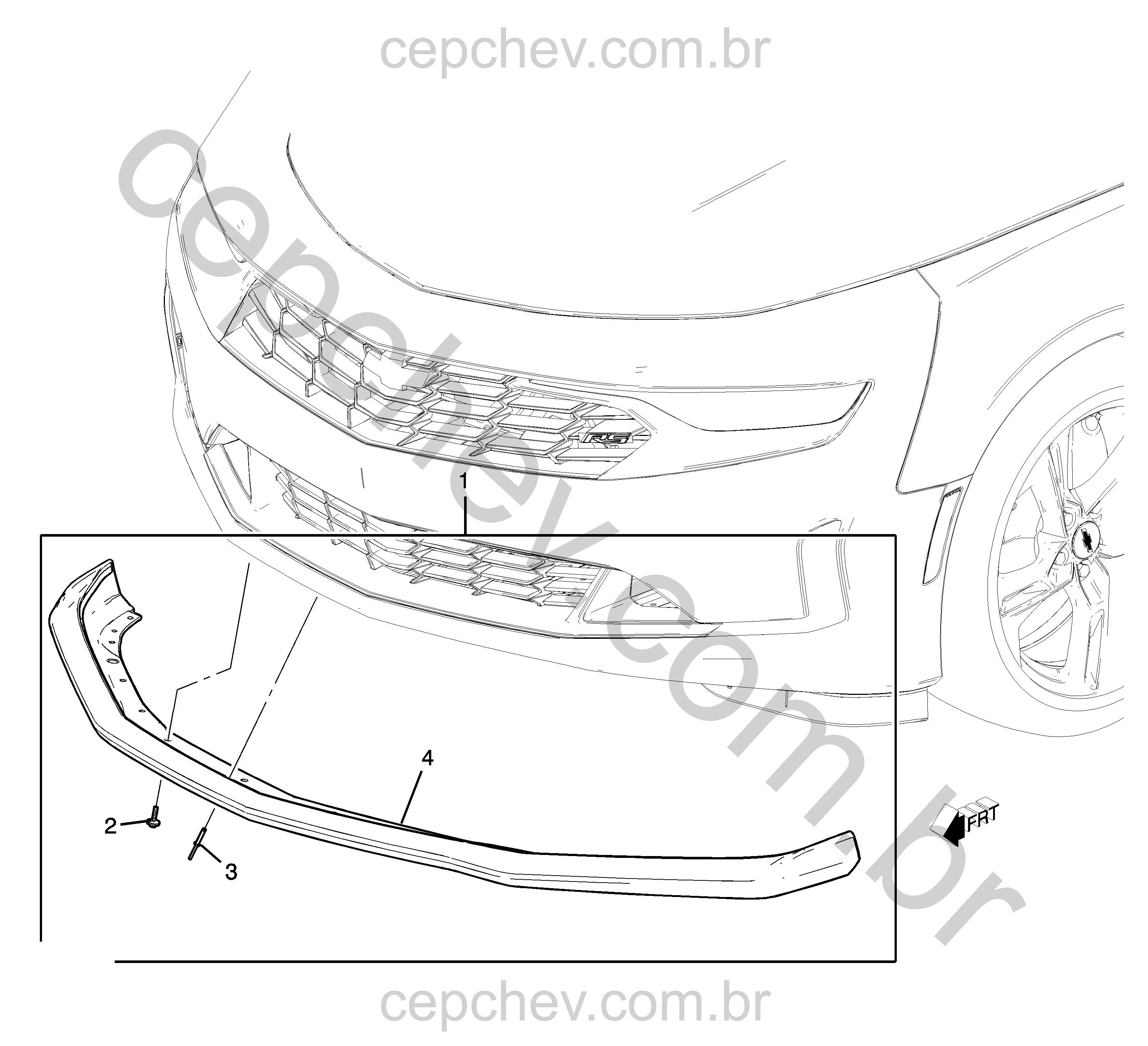 Para-choque dianteiro, aerofólio e extensão para-lama (2019–2024) AG, AH