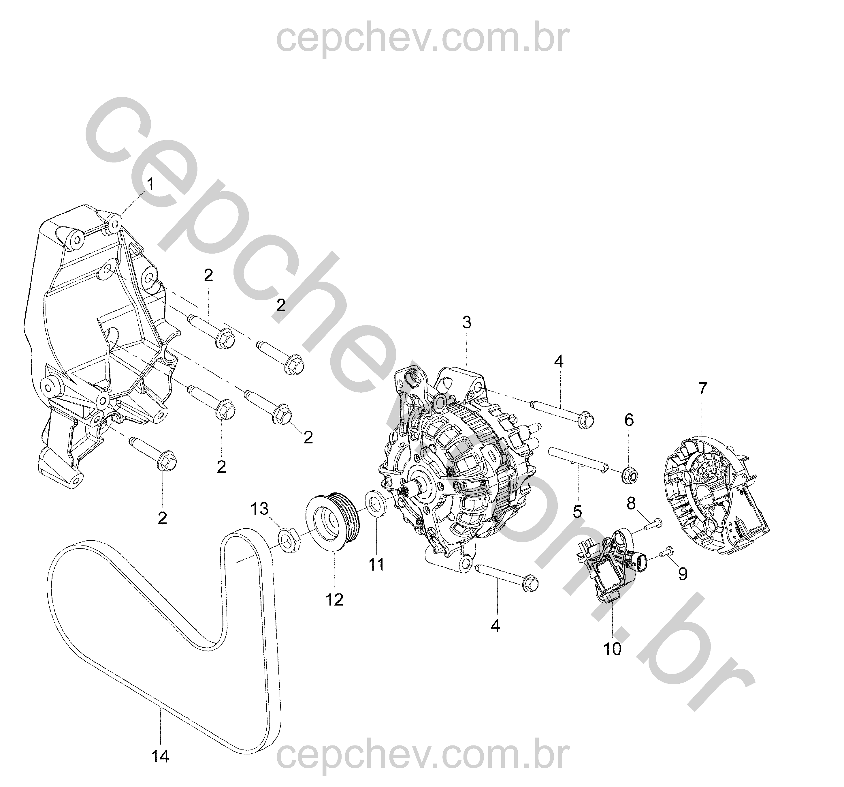 Conjunto alternador e compressor ar-condicionado (2017–2019)