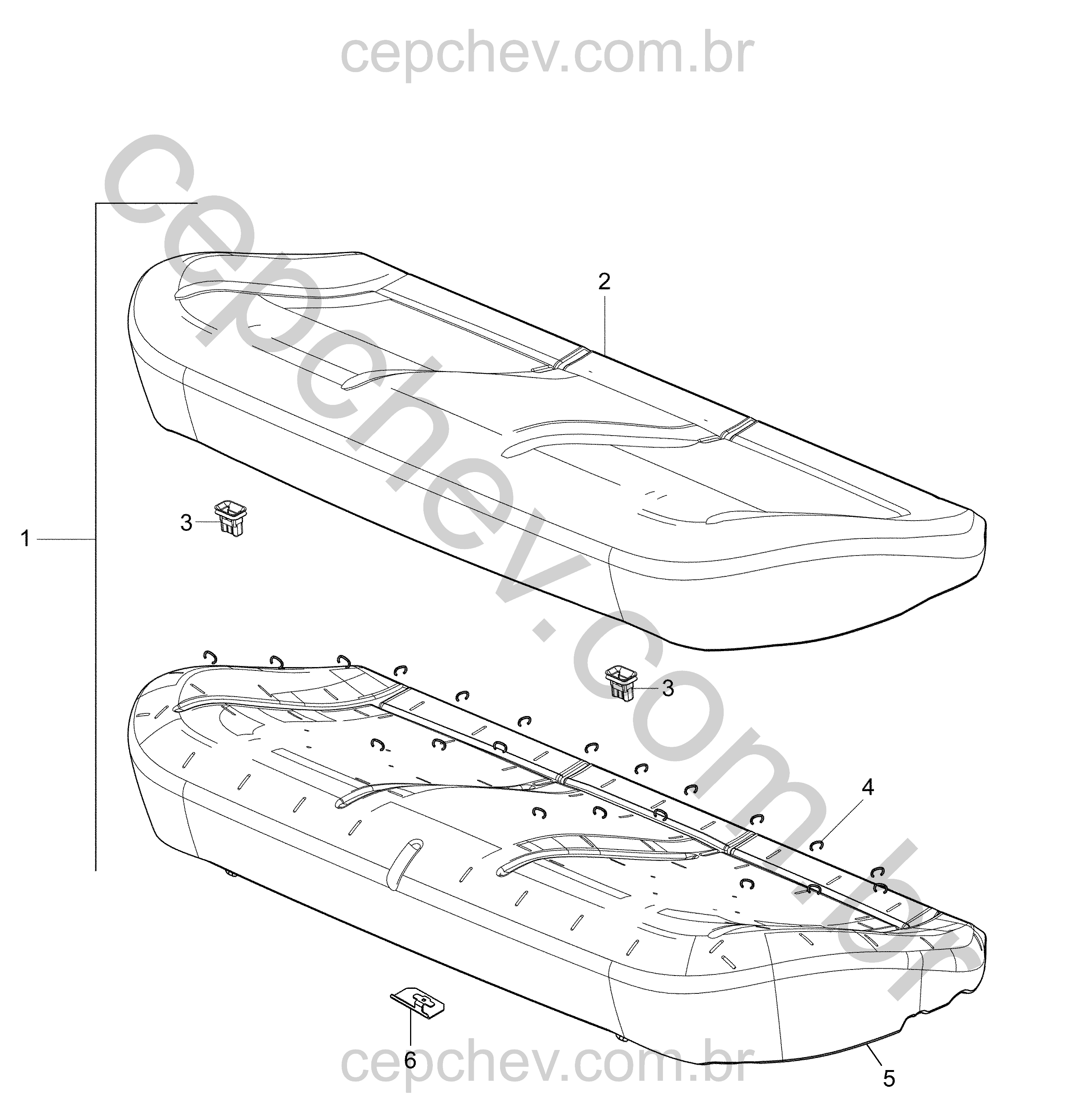 Conjunto banco traseiro dobrável e almofadas (modelo LT)