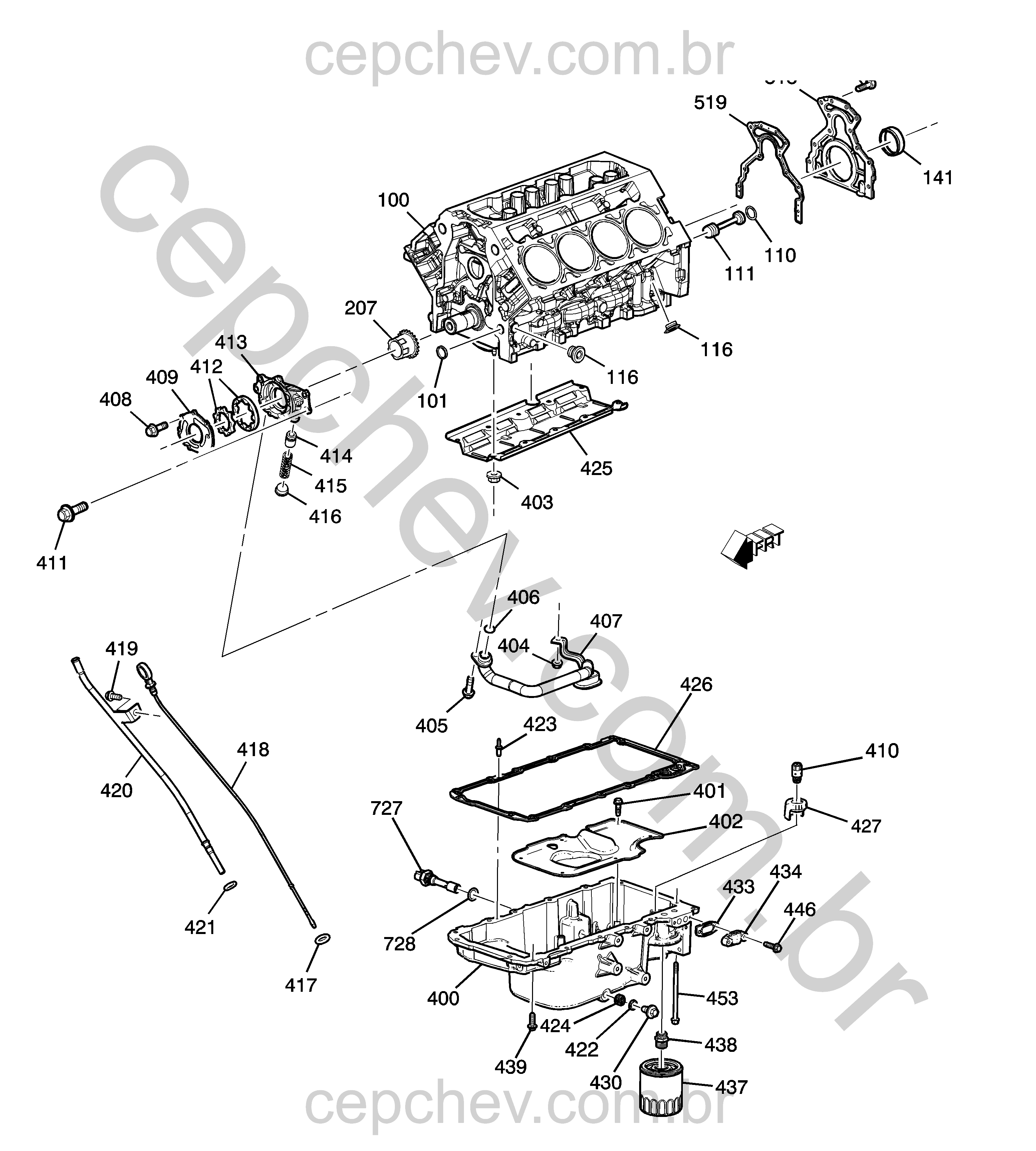 Bomba e cárter de óleo para motor 6.2L V8 (L99/6.2J)