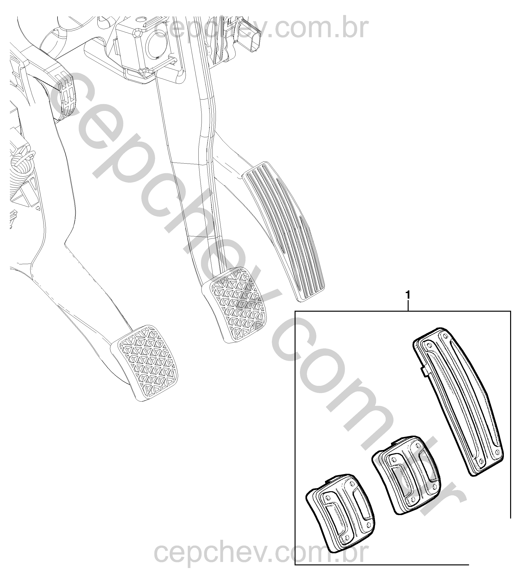 Pacote acessórios e cobertura do pedal para transmissão manual e automática