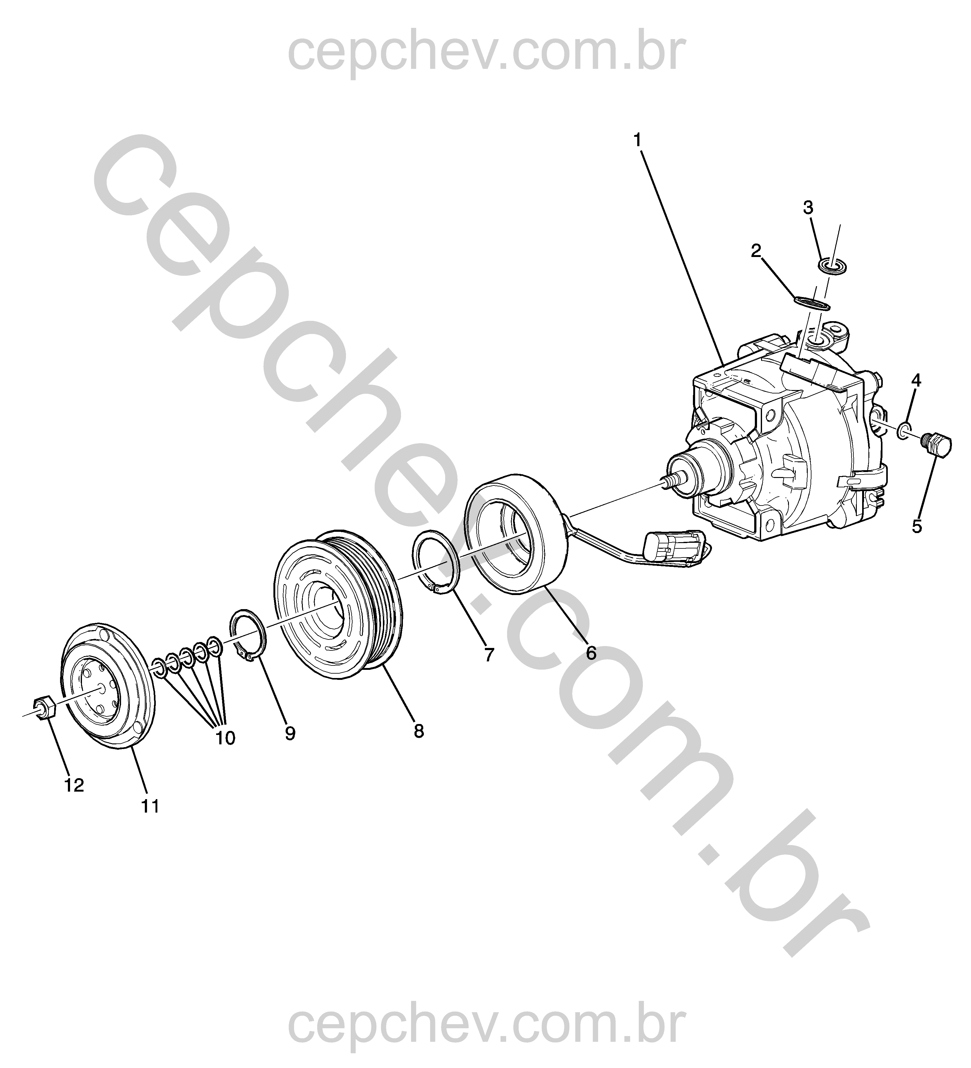 Compressor e componentes do ar-condicionado (1.6) (2013–2014)