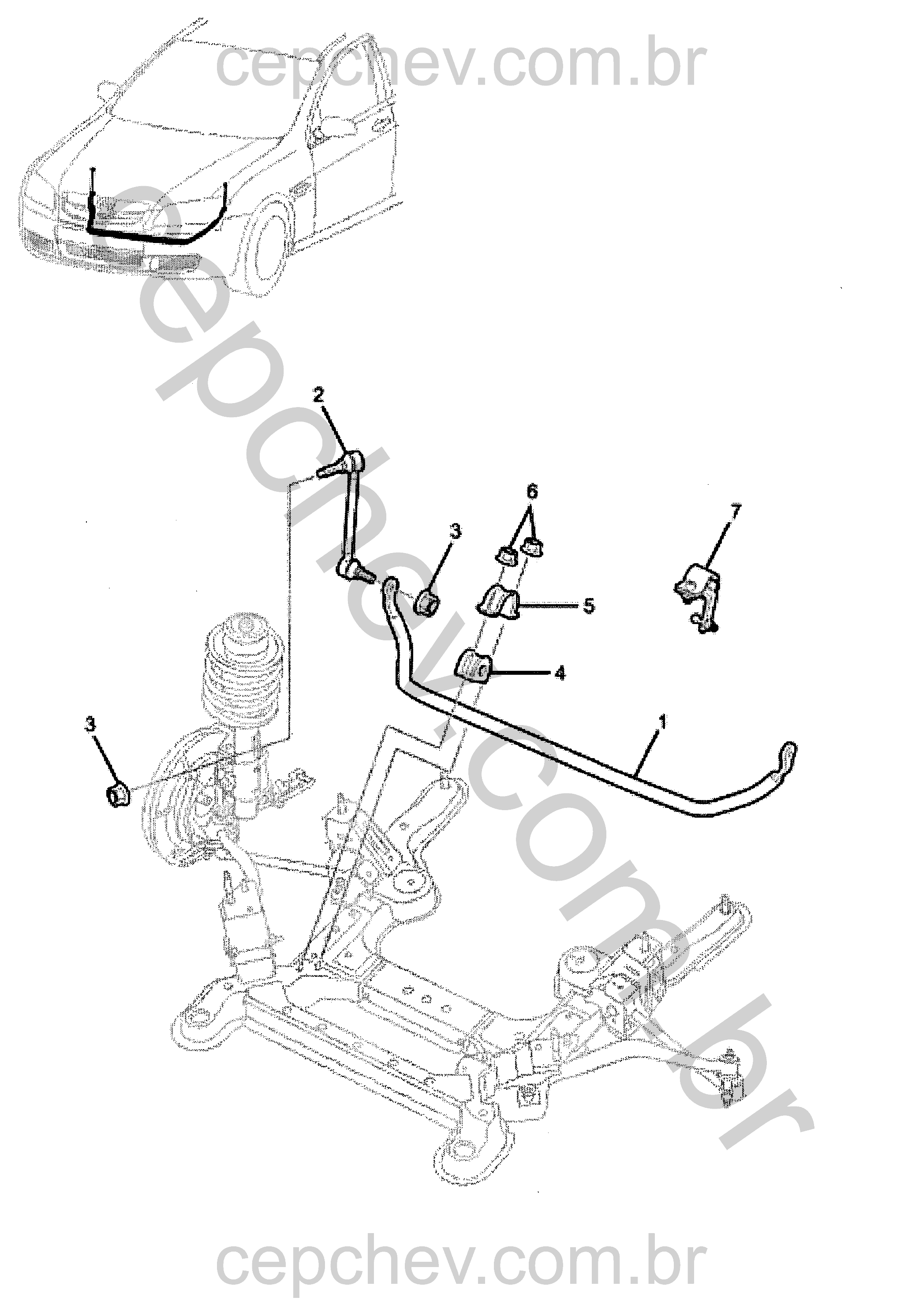 Suspensão dianteira e barra estabilizadora (23 mm) completa