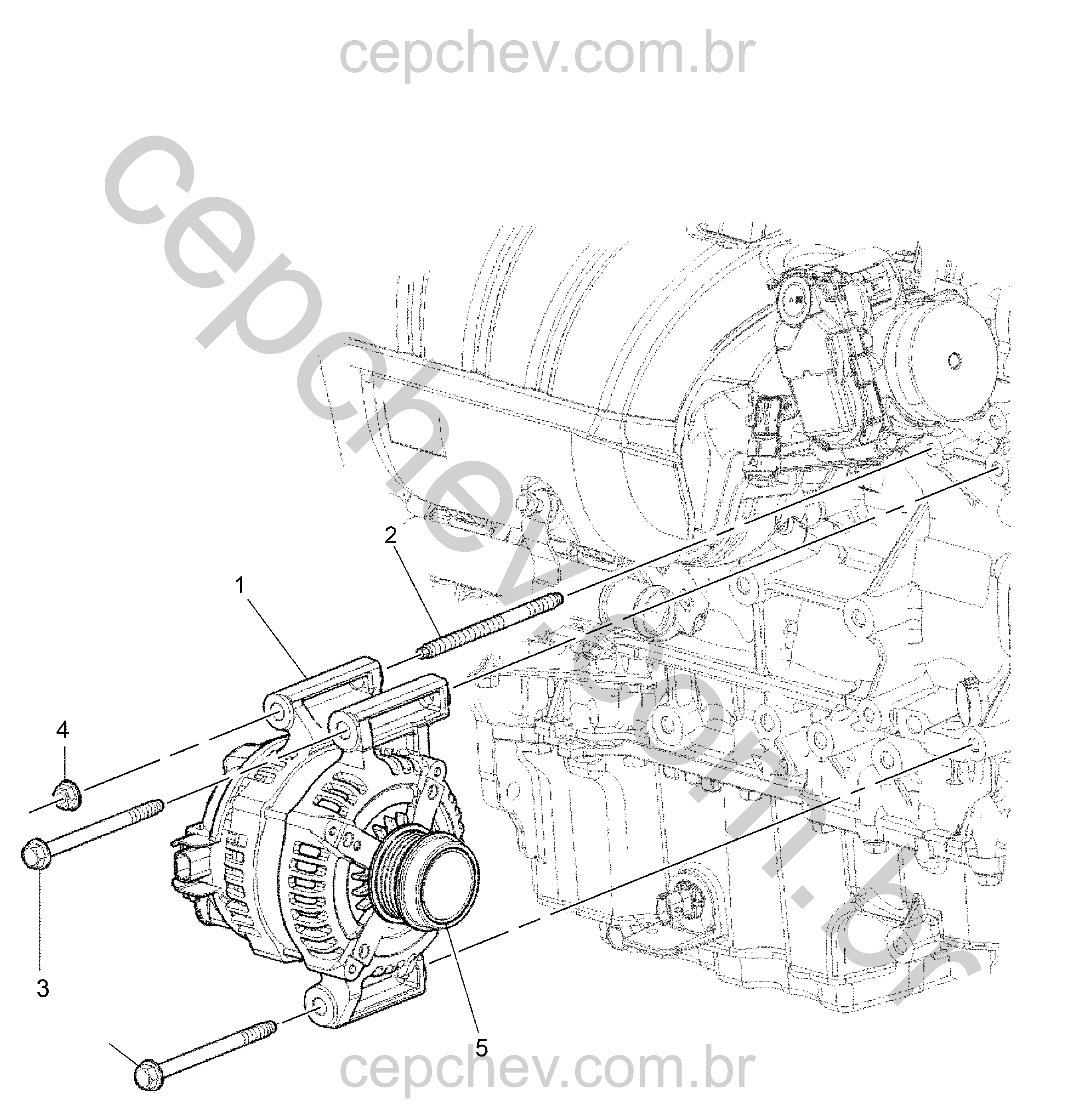 Conjunto do alternador com polia e fixadores (LCV, KG8)