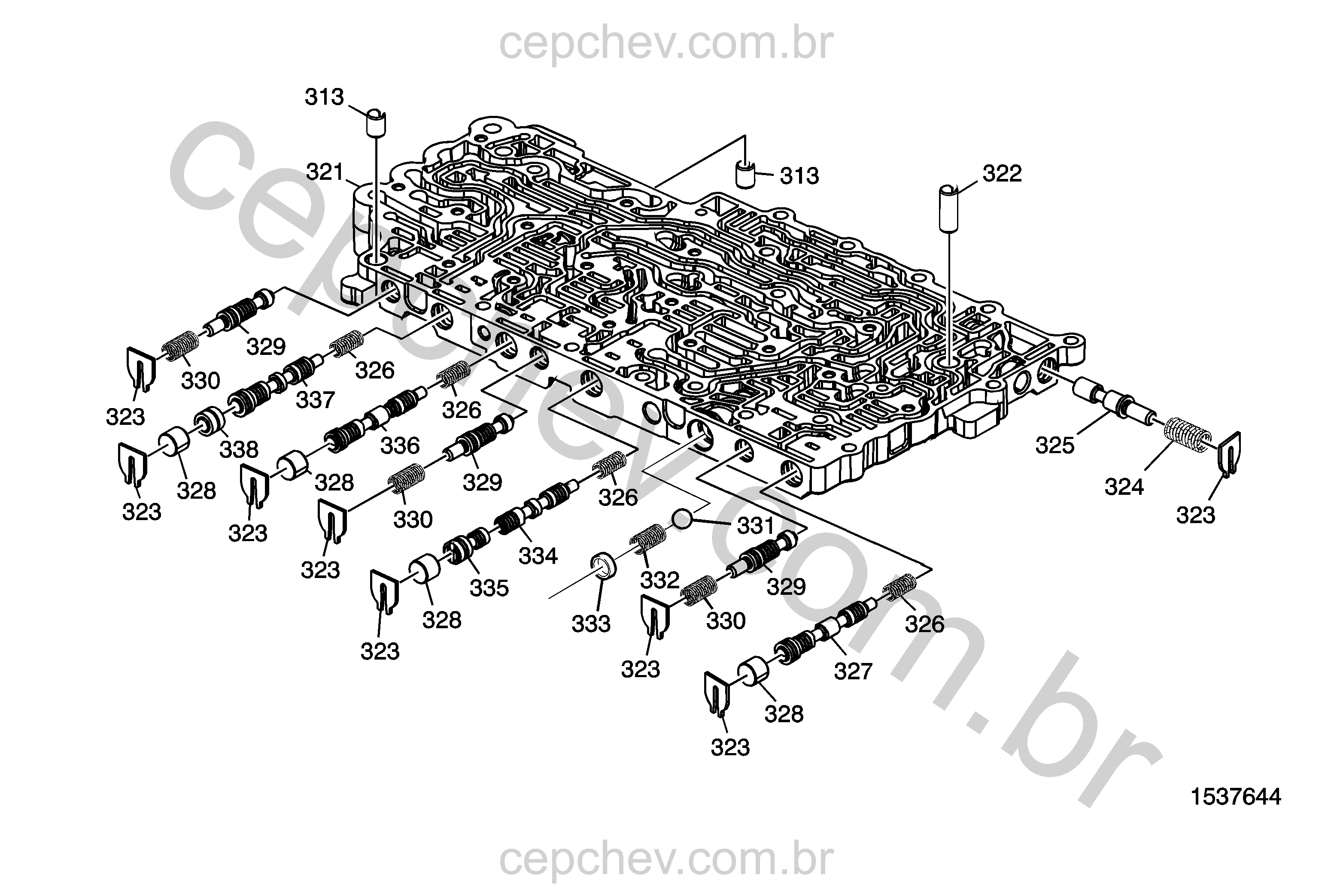 Transmissão automática 6L80 conjunto do corpo e válvulas de controle superior