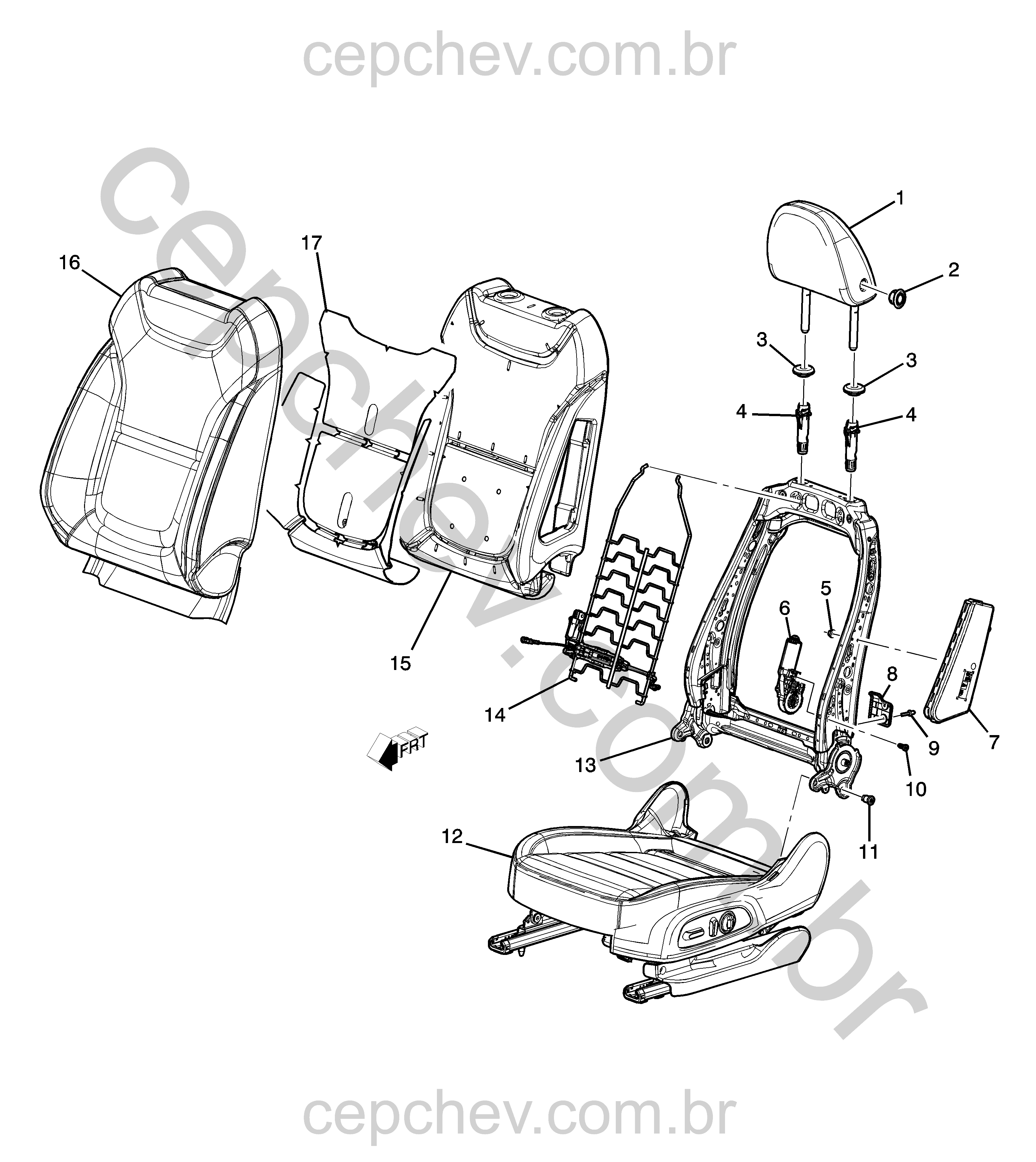 Conjunto banco dianteiro e traseiro com ajuste e airbag lateral (2)