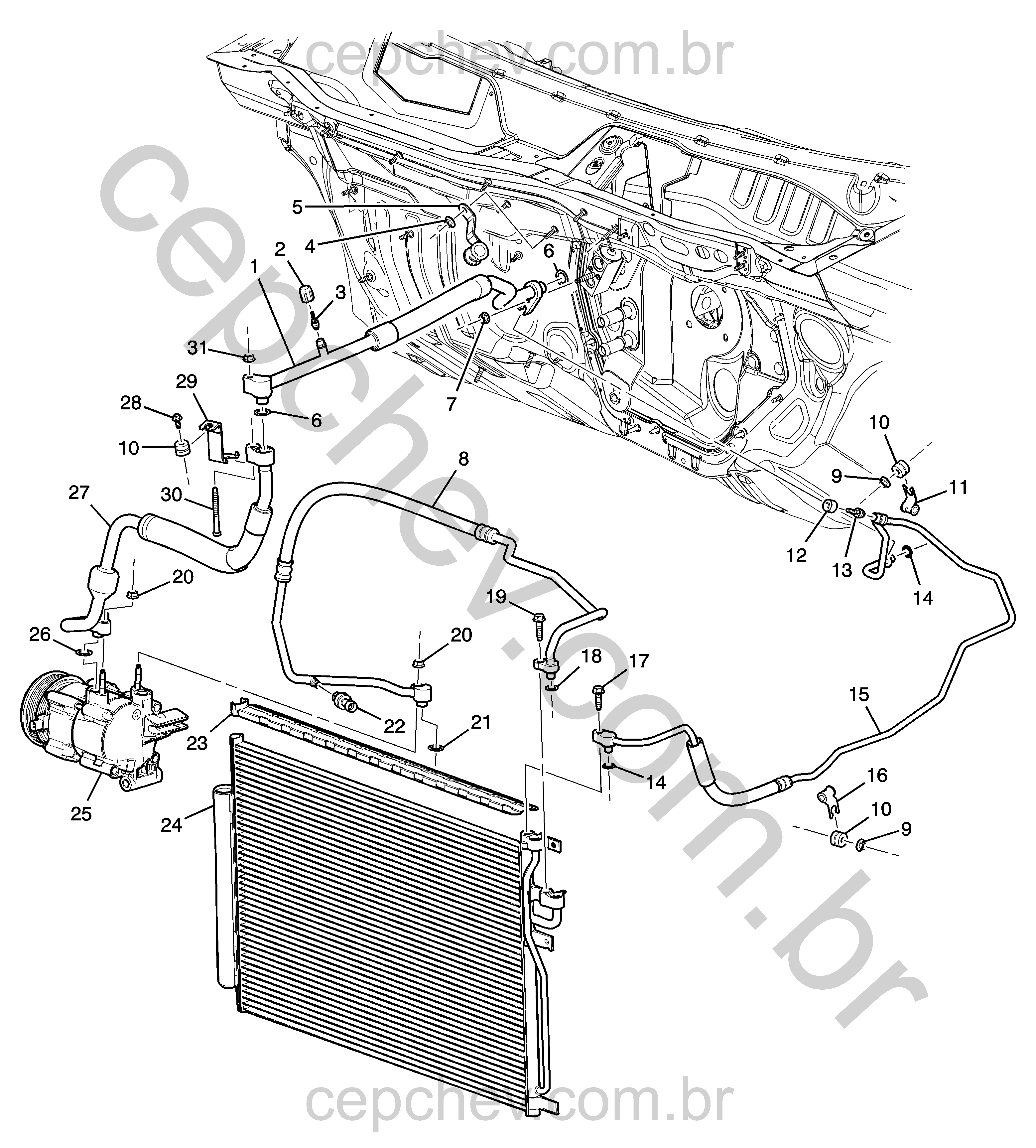 Sistema de refrigeração do ar-condicionado (LY7/3.6) completo e original