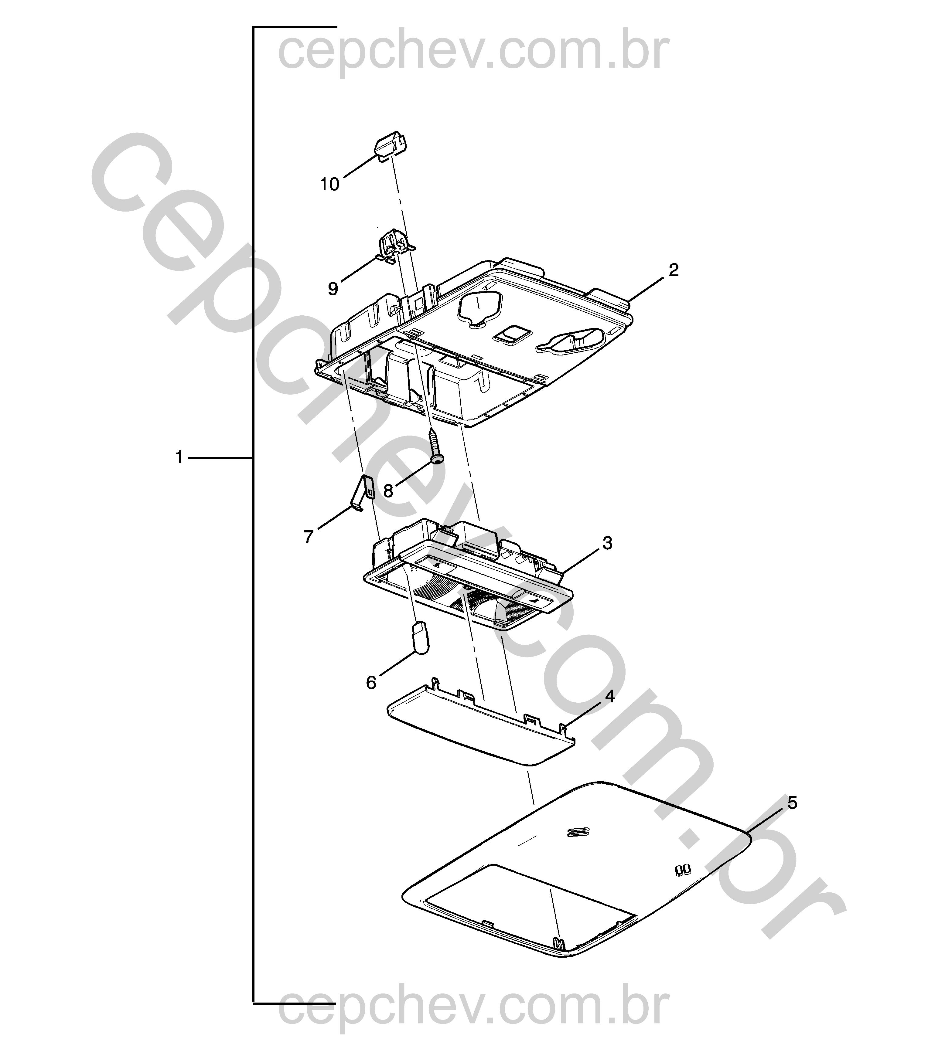 Console do teto com luz de leitura e acabamento para teto solar (2015)