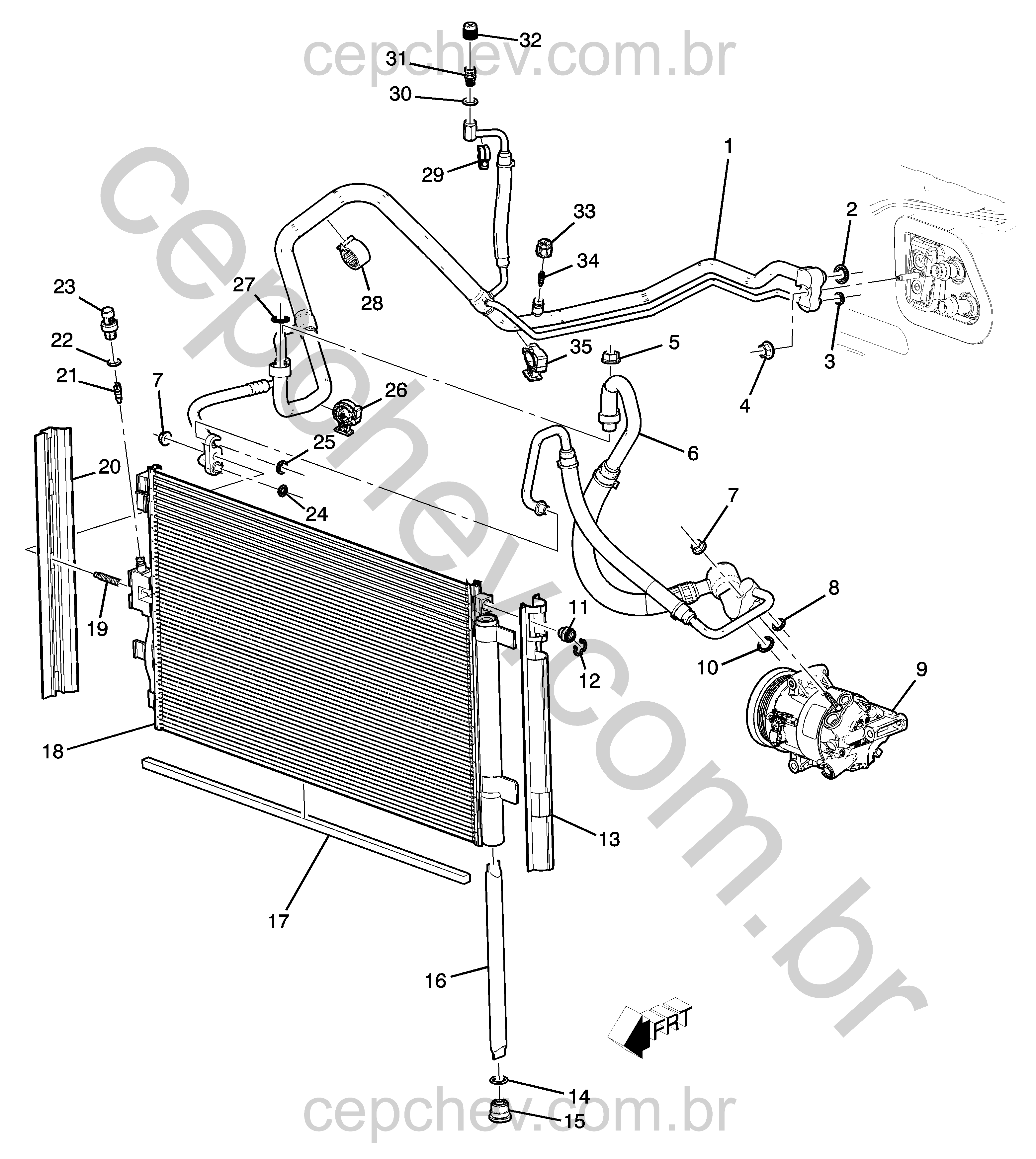 Sistema de refrigeração do ar-condicionado (LTG/2.0X) (2018–2019)