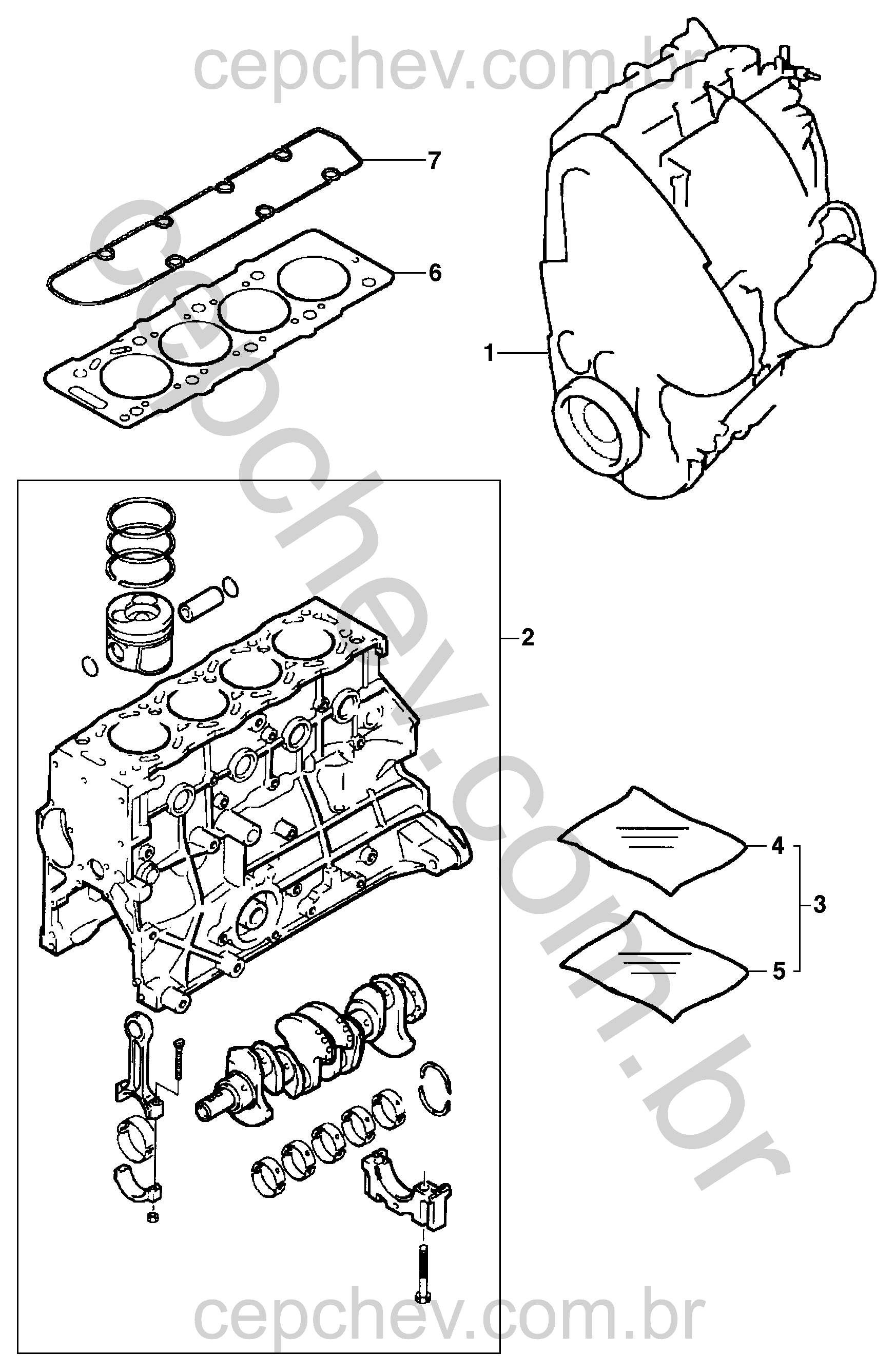 Motor completo e parcial diesel (2002–2004) com jogo de juntas e componentes básicos