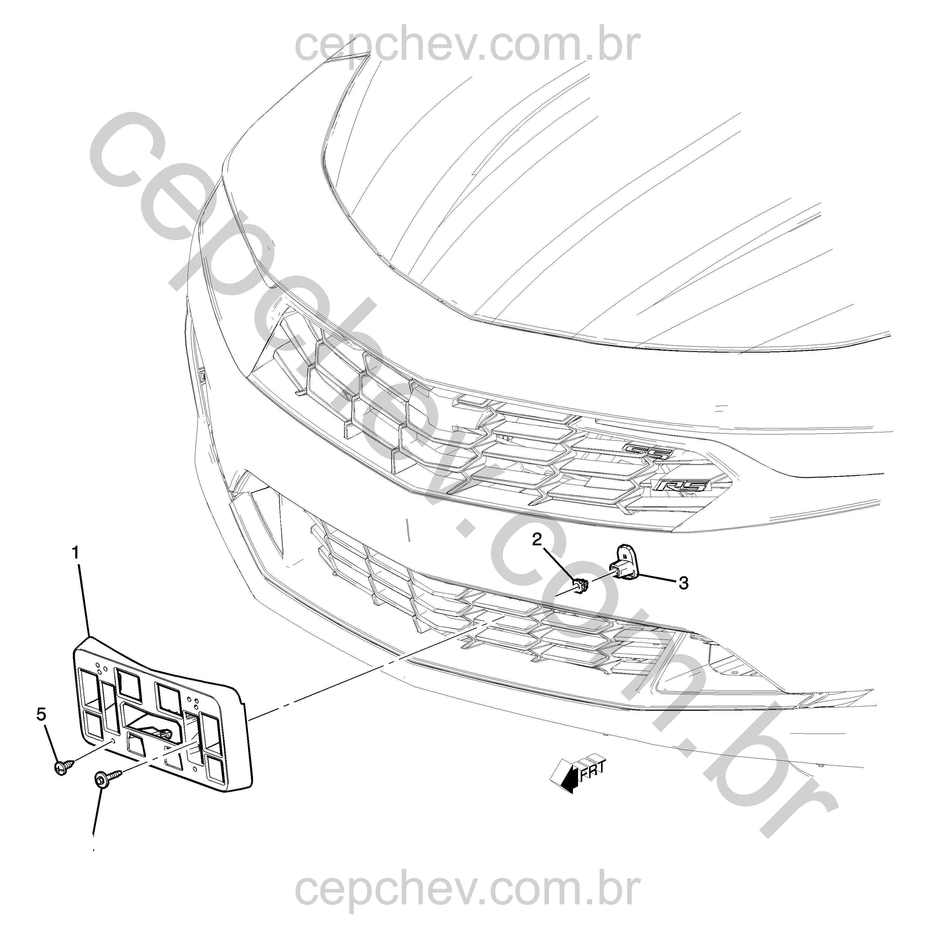 Fixação e suporte da placa dianteira (2019–2023) mercado MBH