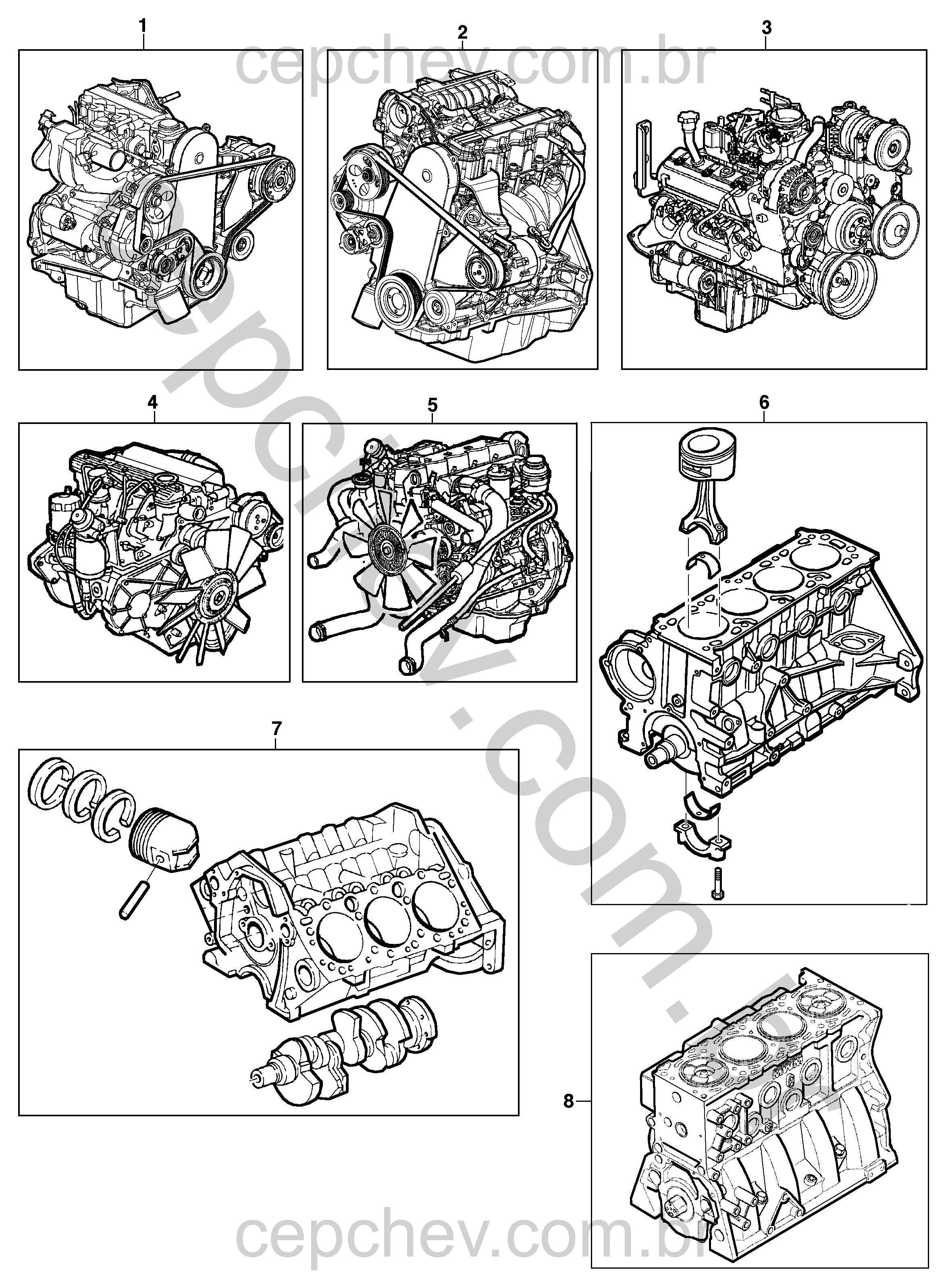 Motor conjunto 3.6 e 3.8 V6 SFI completo e parcial