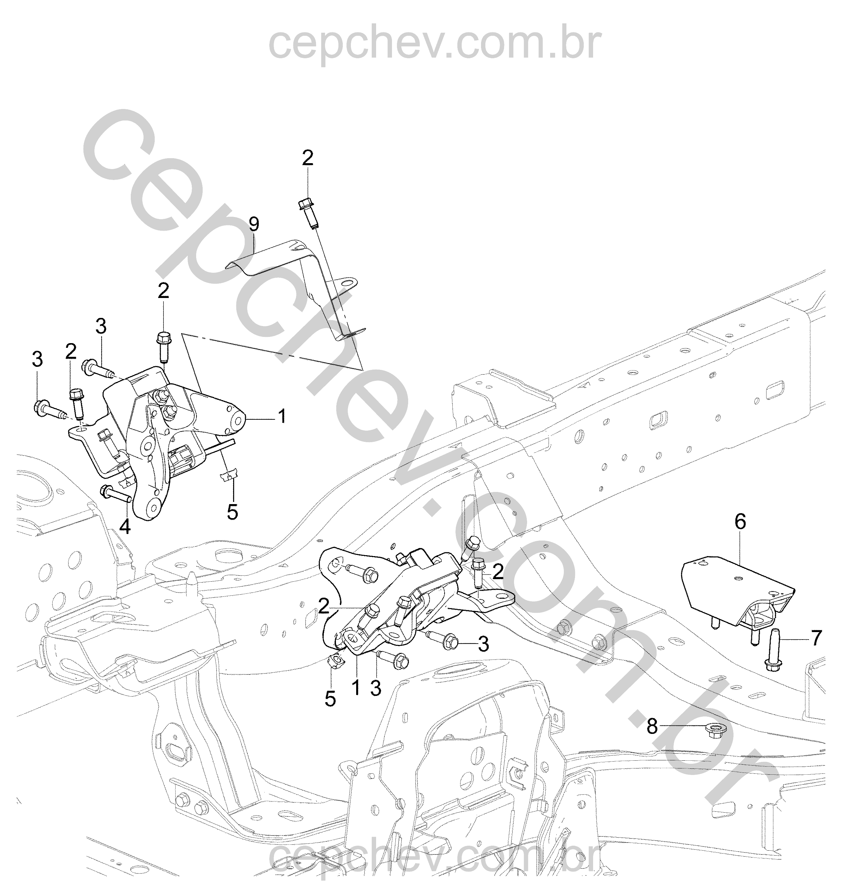 Fixação e montagem do motor V6 (LY7, LFX) e transmissão