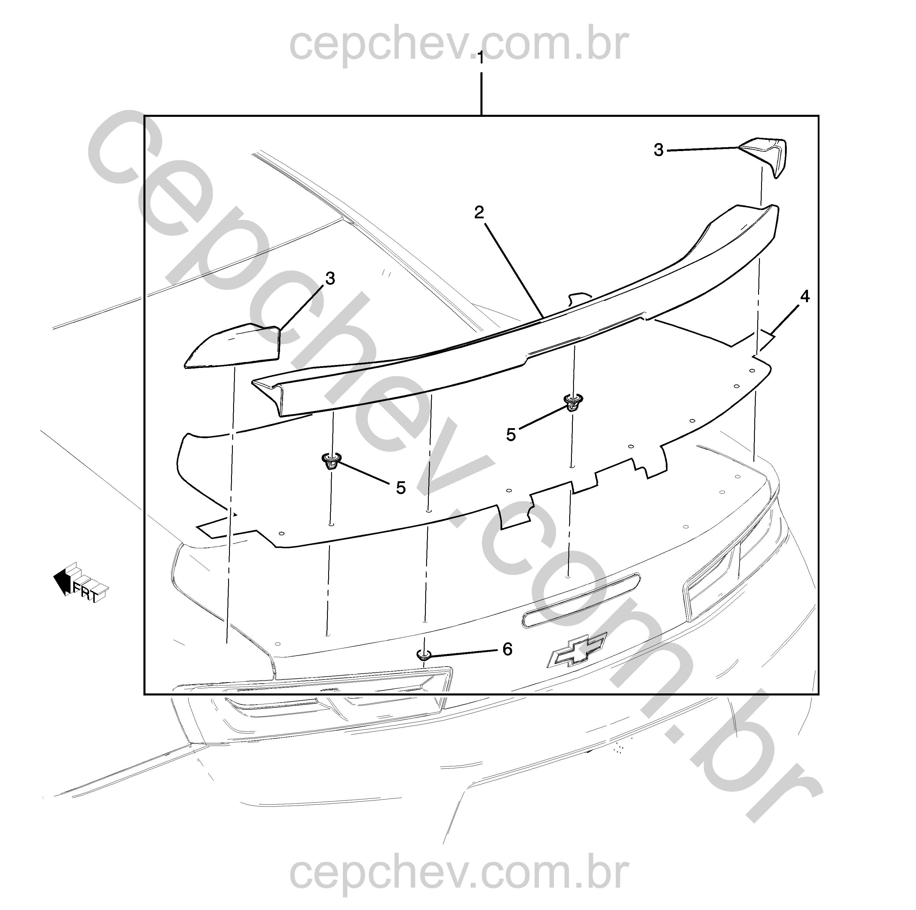 Pacote spoiler e tampa traseira sem aerofólio escora D5Z