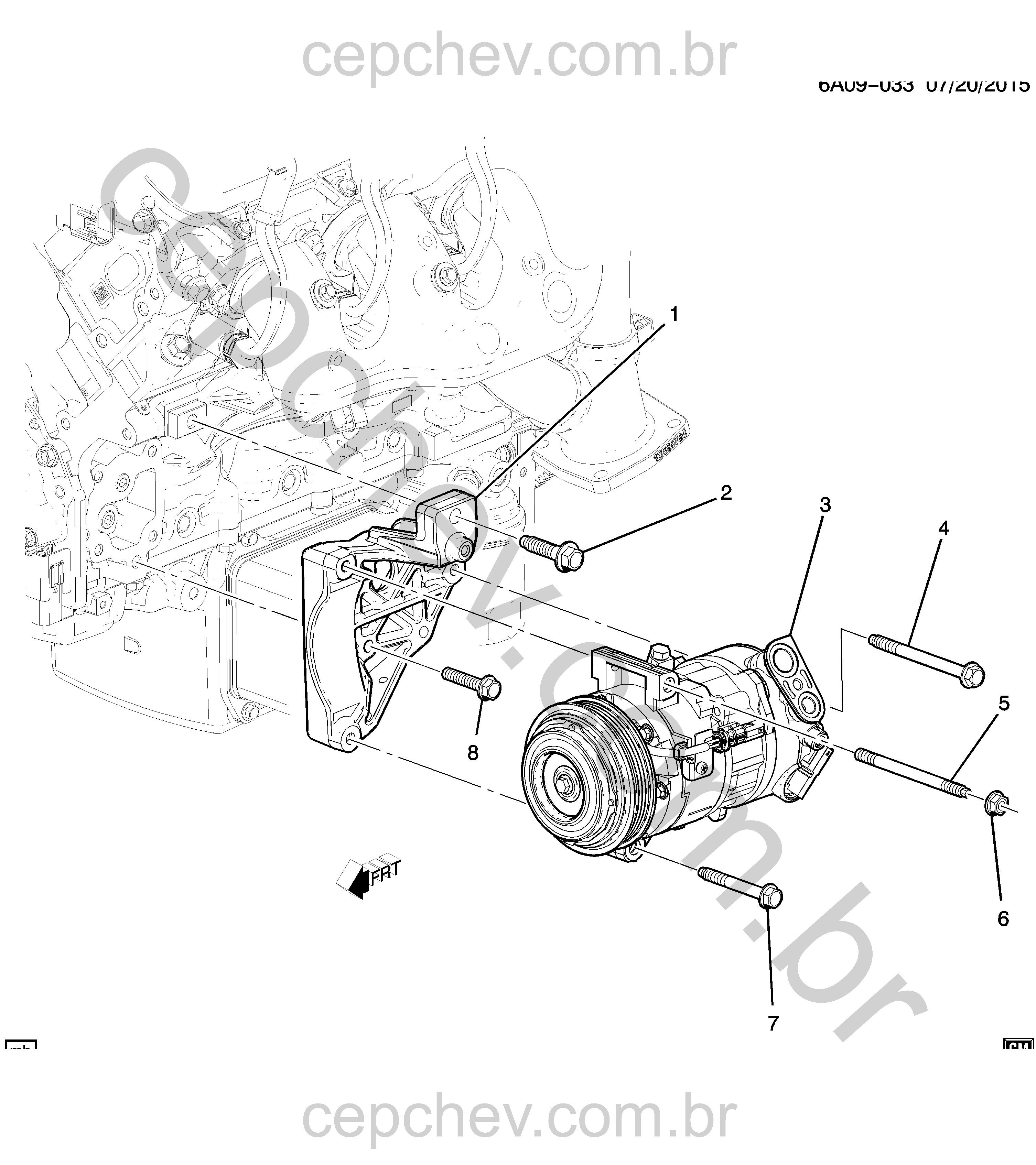 Ar-condicionado montagem e suporte do compressor (LT4/6.2–6)