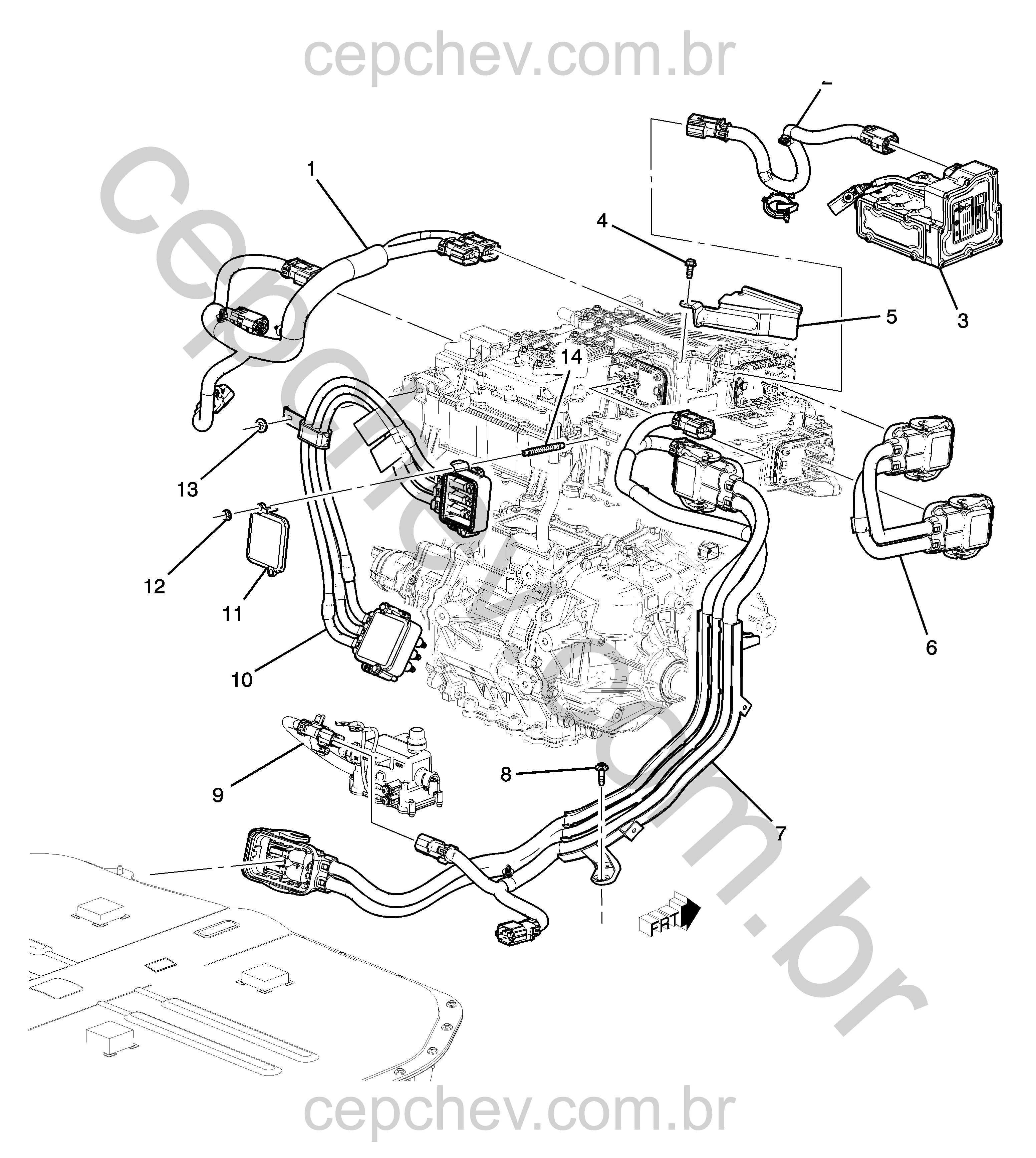 Módulo de controle do motor e chicotes (2022–2023) F48