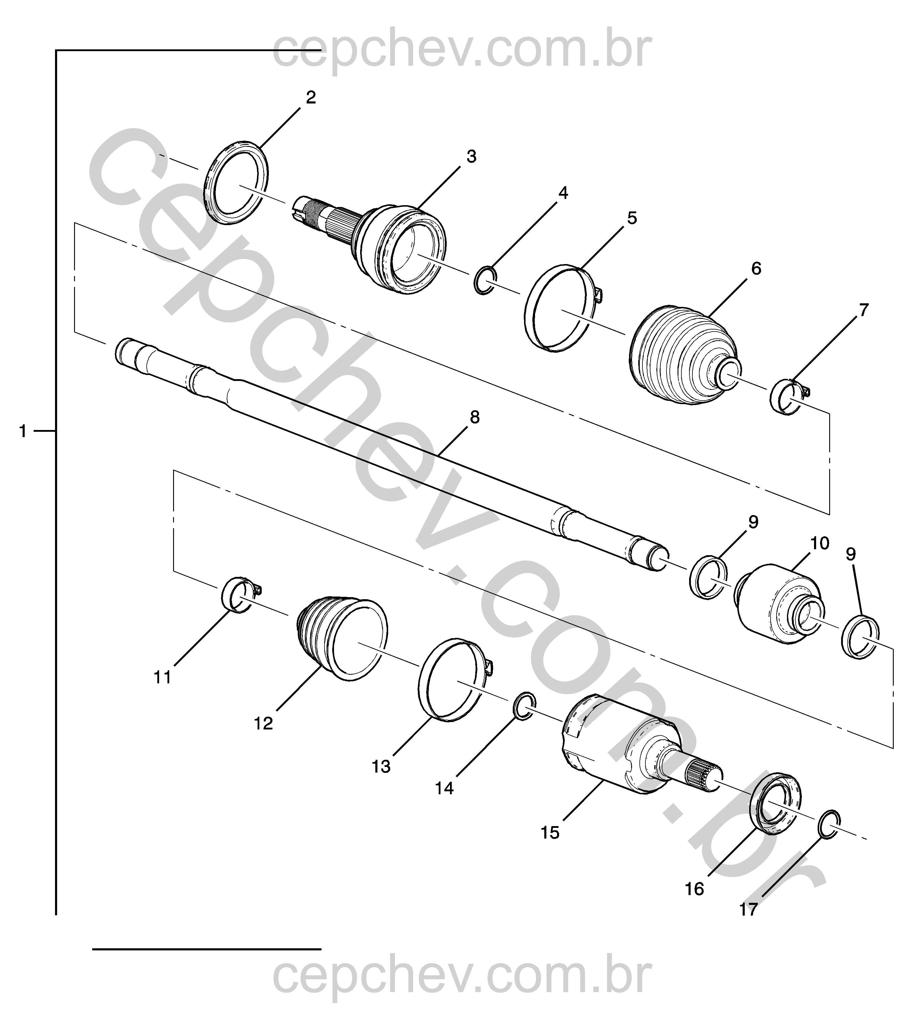 Eixo de acionamento e junta homocinética roda dianteira (2013–2014) transmissão automática
