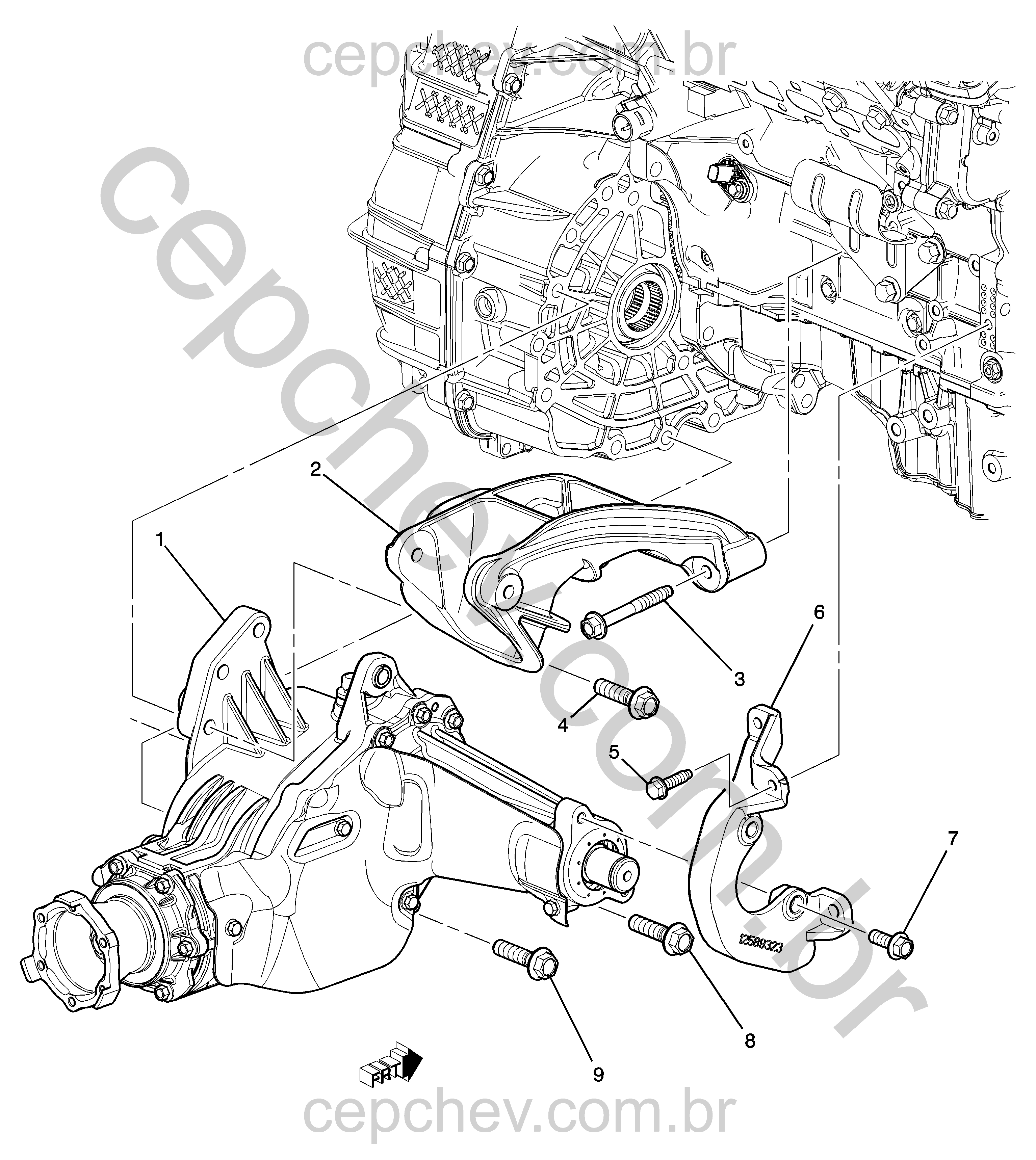 Encaixe e suporte da caixa de transferência para tração 4x4 (LY7/3.6)