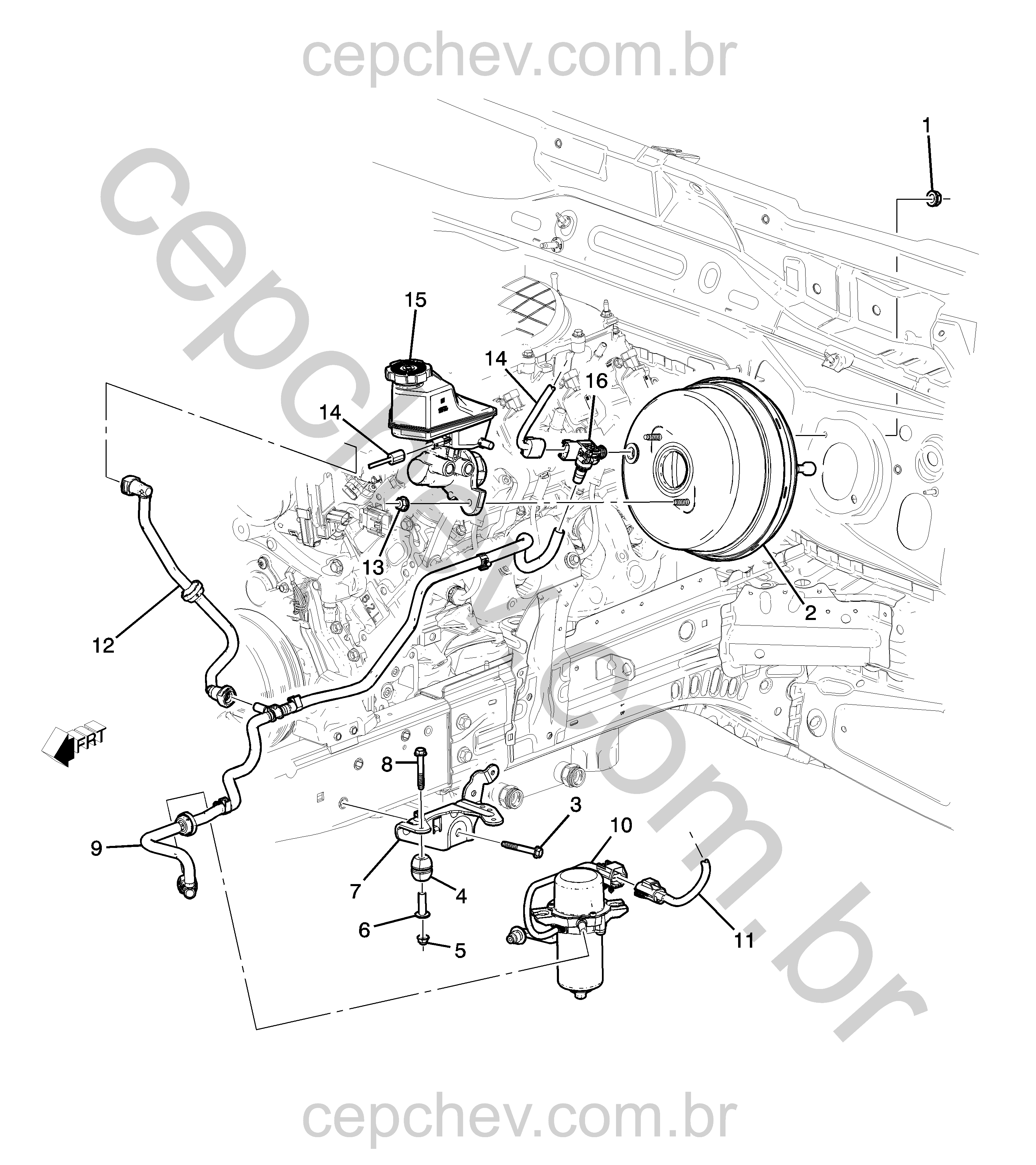 Servomotor do freio e cilindro mestre (LT4/6.2-6) com componentes hidráulicos e elétricos