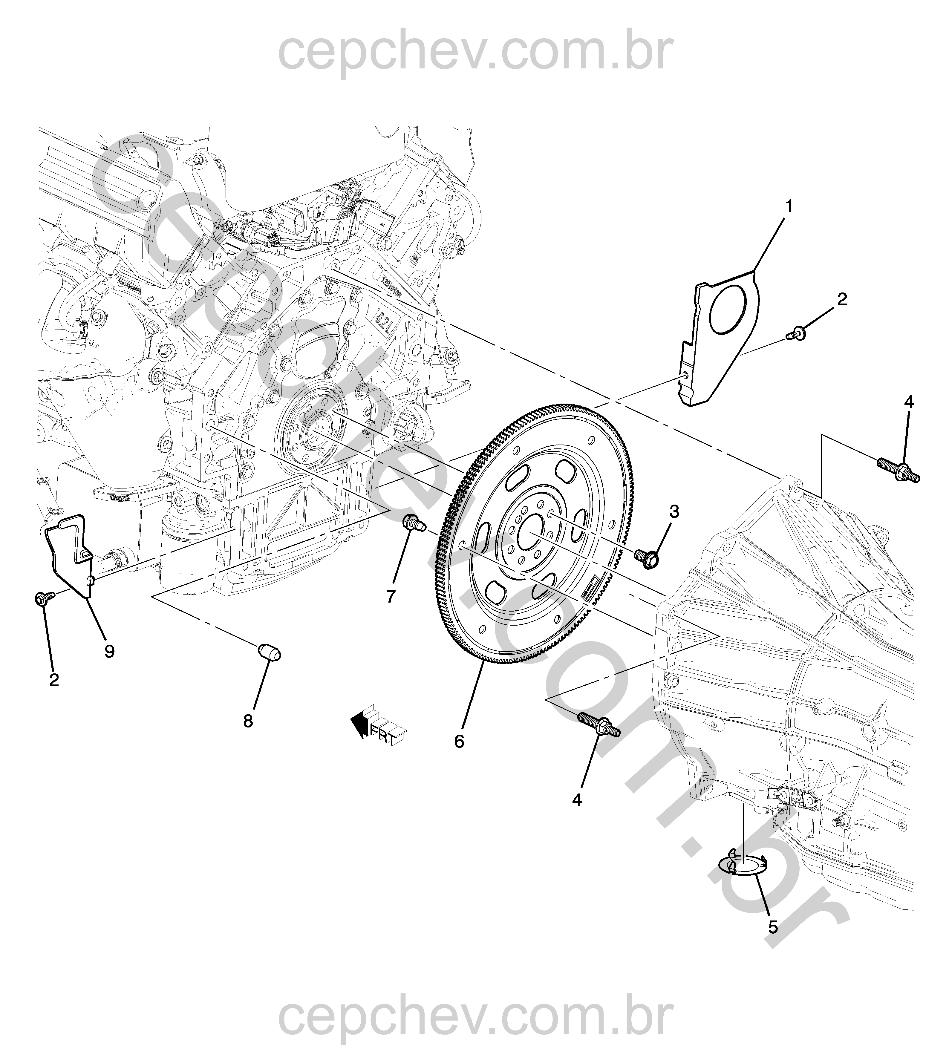Fixação do motor e transmissão automática LT4/6.2-6 (2019)
