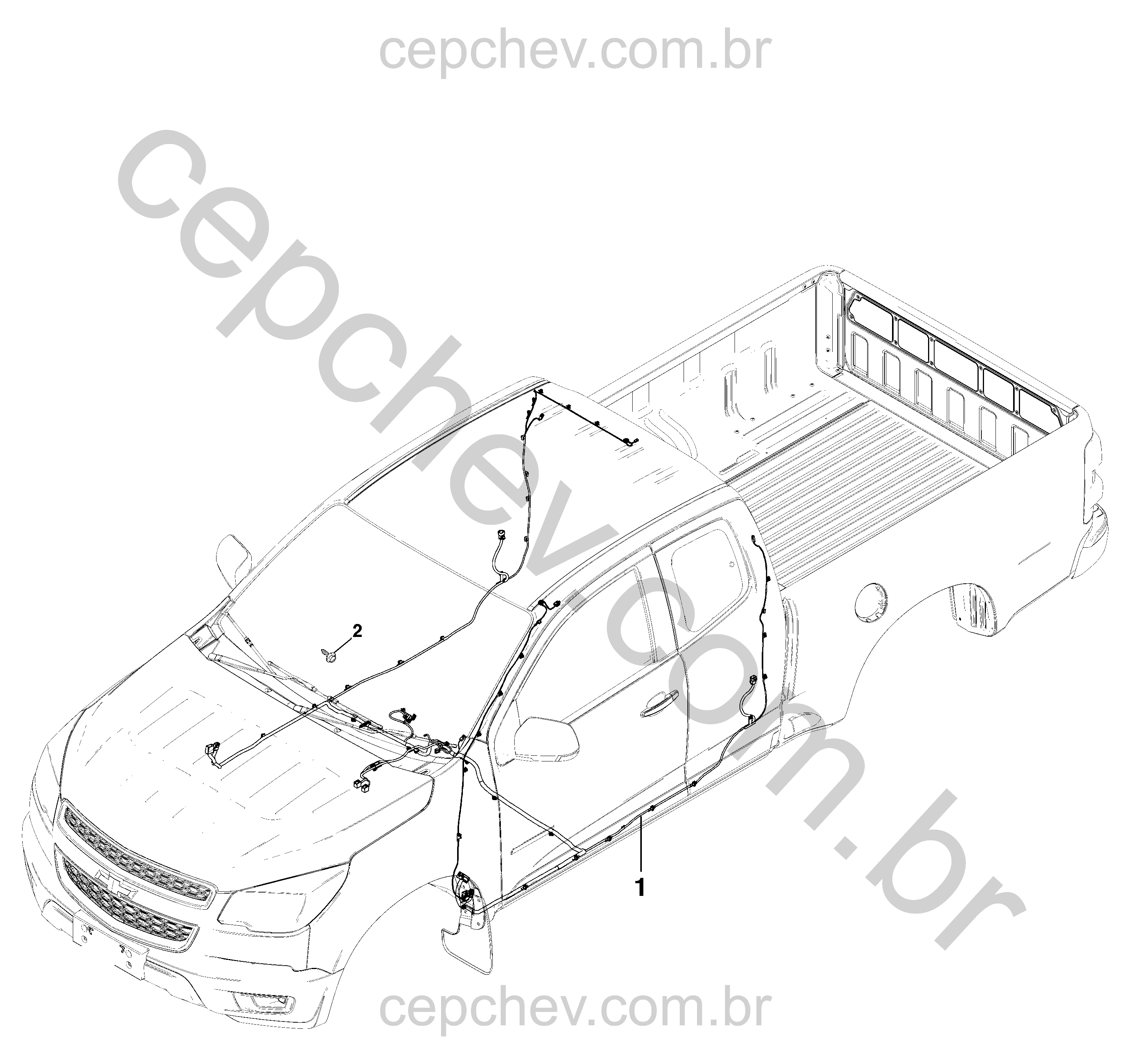 Chicote de fiação e componentes da carroceria