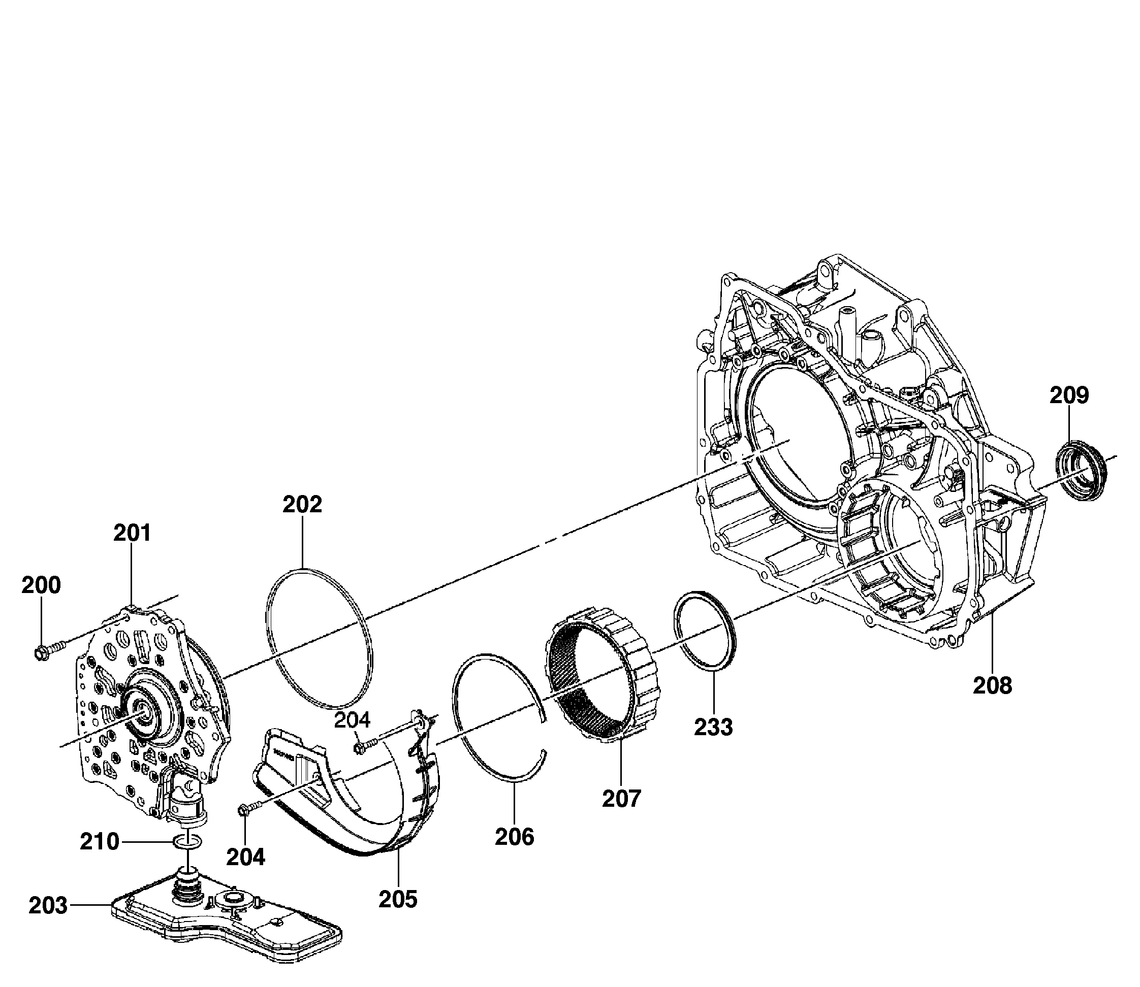 Transmissão automática com conversor de torque, bomba e alojamento do fluido