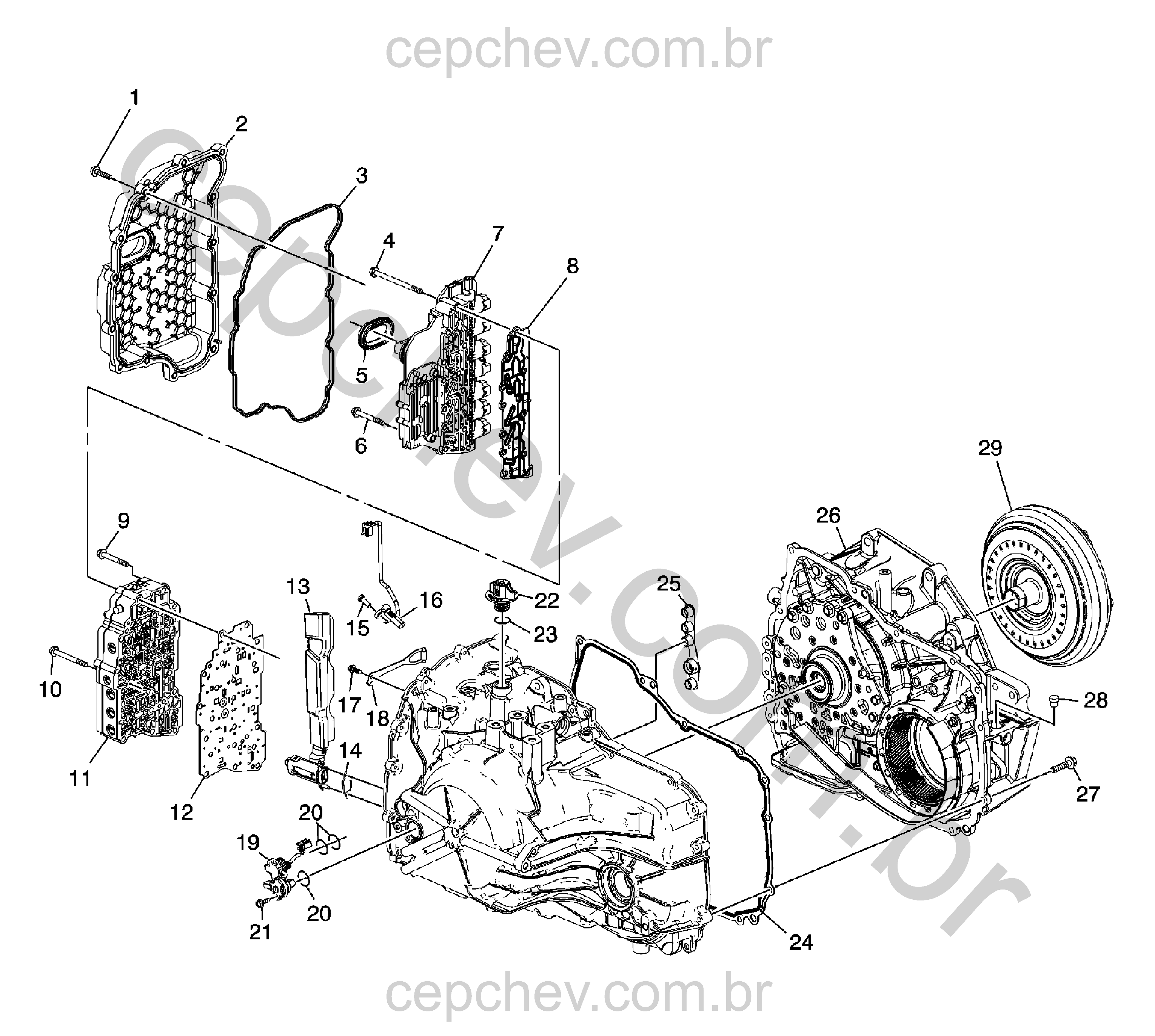 Transmissão automática caixa e peças relacionadas (2013–2014)
