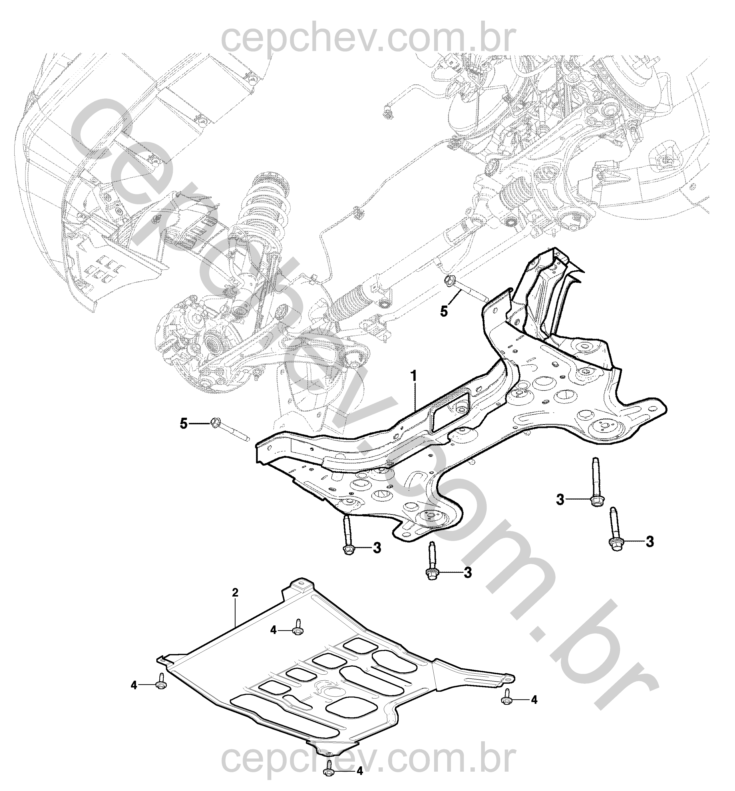 Estrutura e montagem do conjunto motor, transmissão e suspensão dianteira