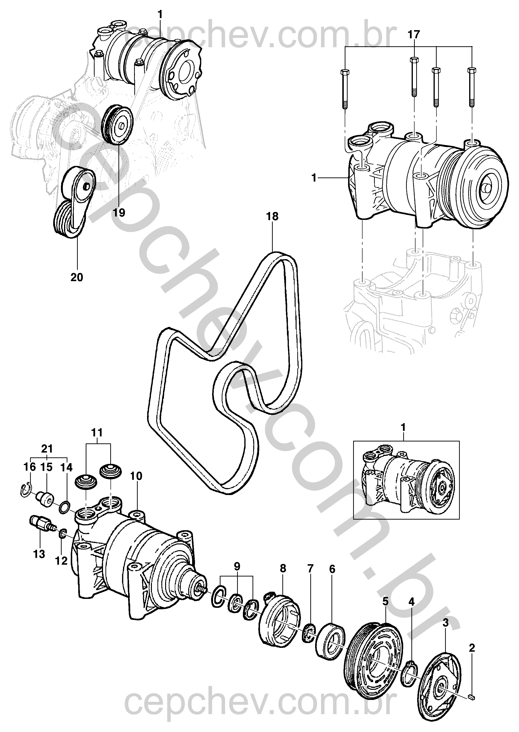 Compressor do ar-condicionado e componentes do motor L35/LG3/LW9