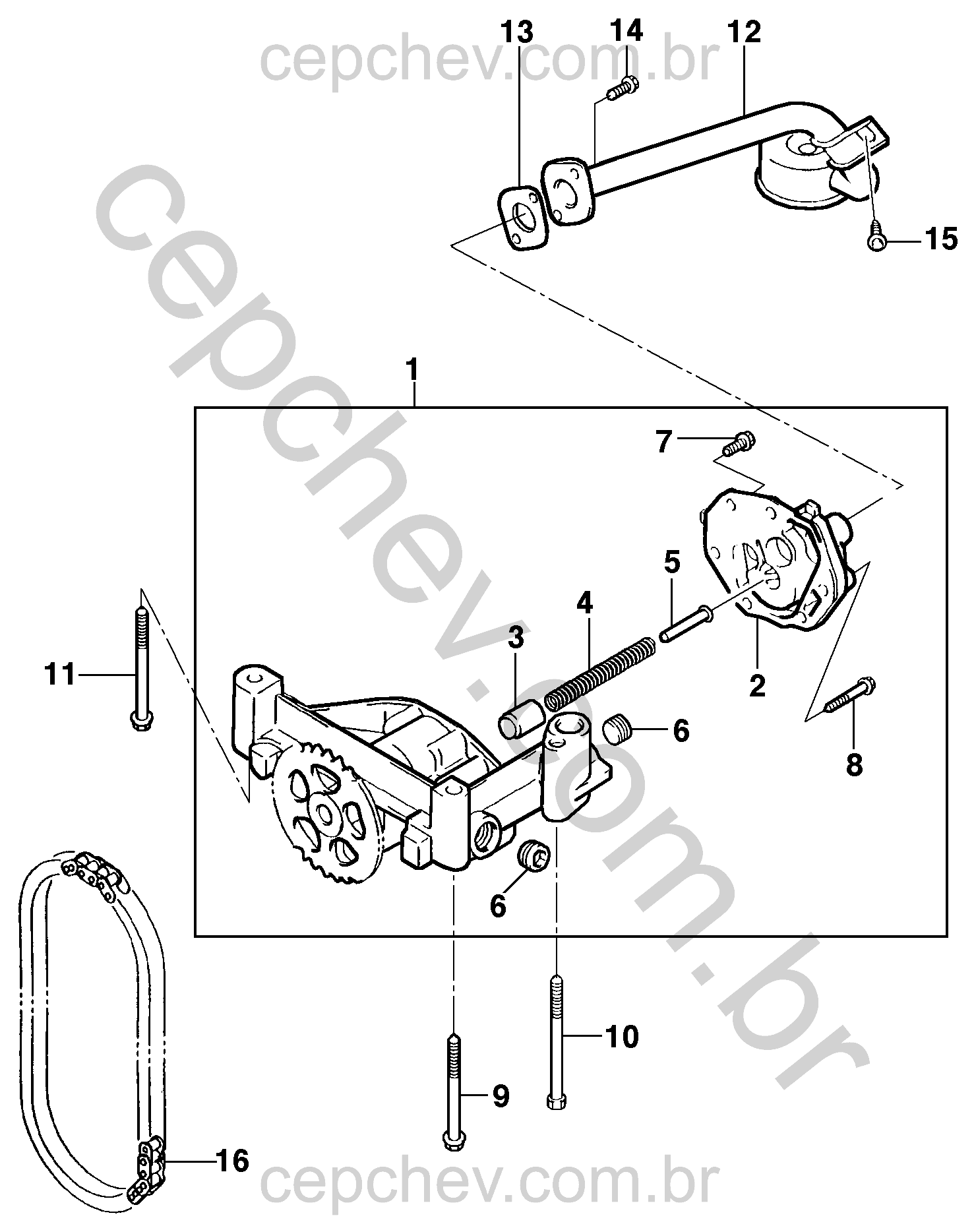 Bomba de óleo e componentes para motor diesel (2002–2004)