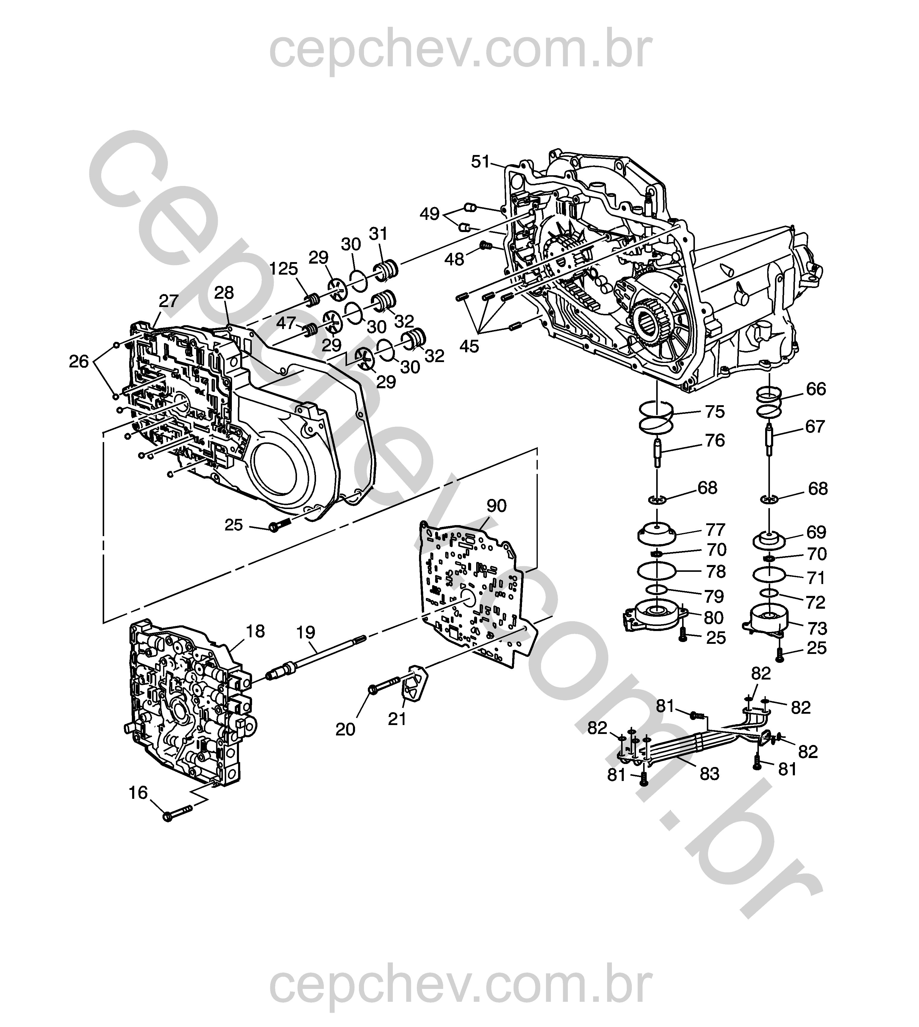 Transmissão automática 4T45-E (2009–2010) caixa e peças relacionadas