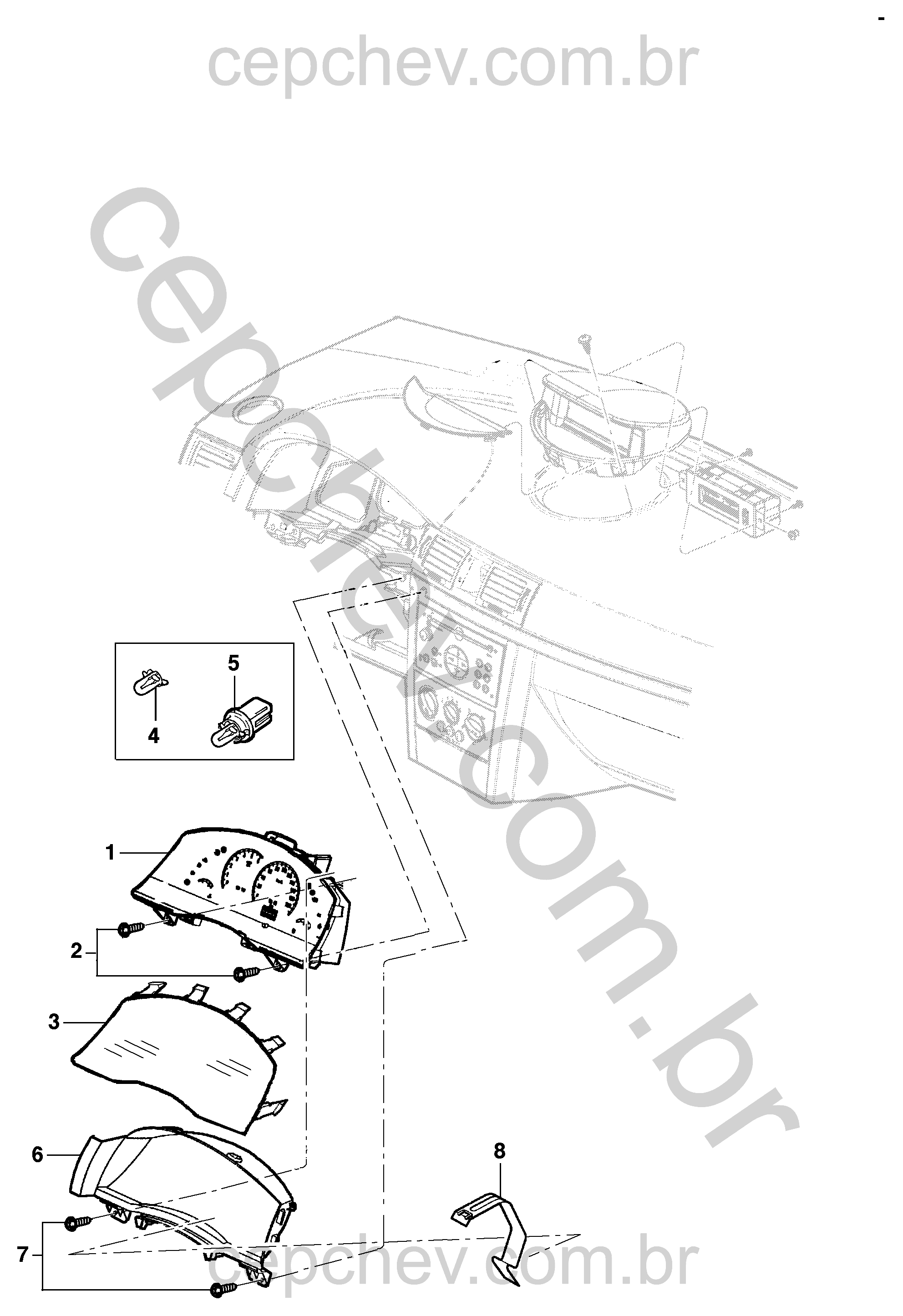 Instrumentos do painel e componentes para Meriva