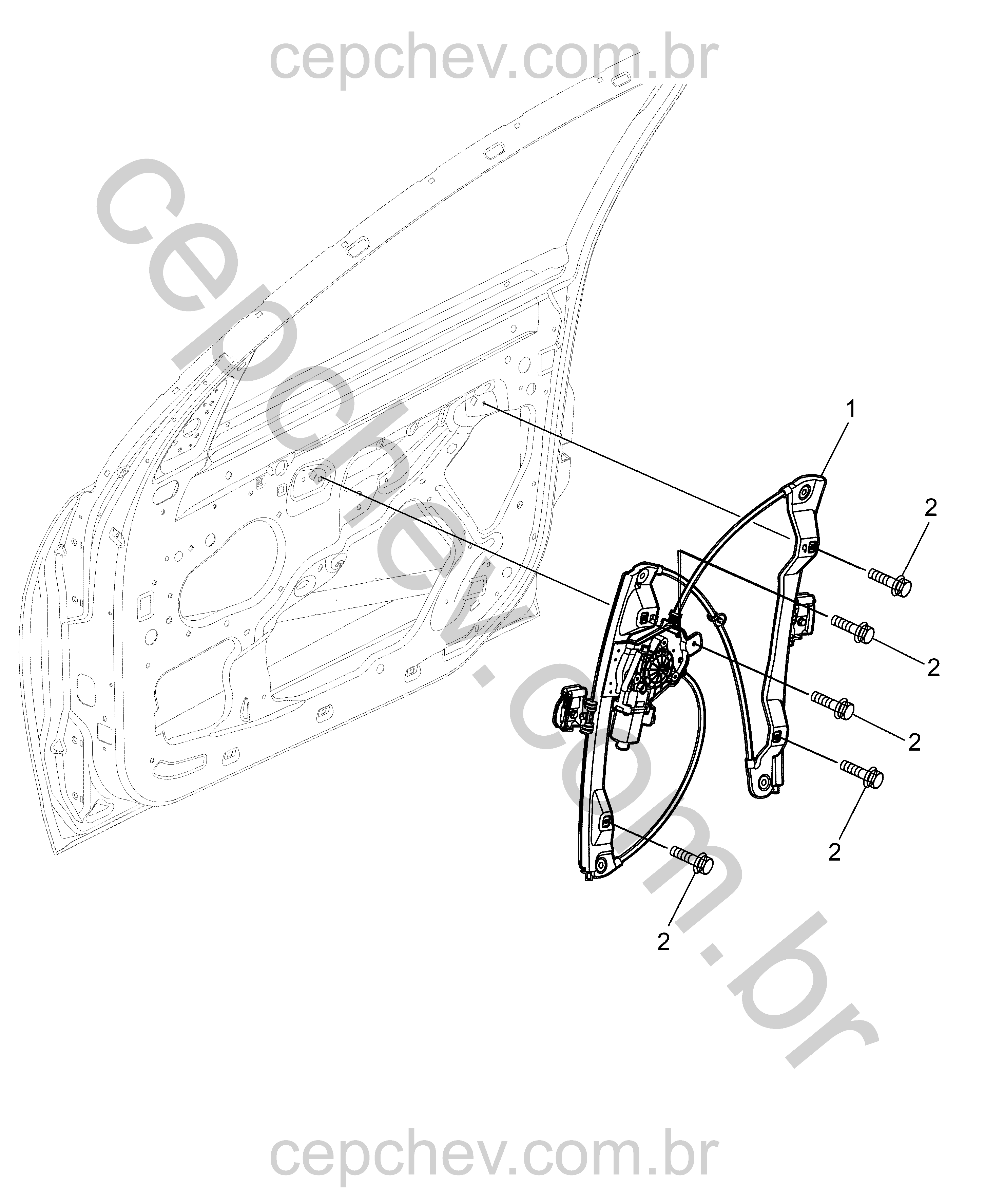 Porta dianteira com regulador e janela lateral (LD e LE)