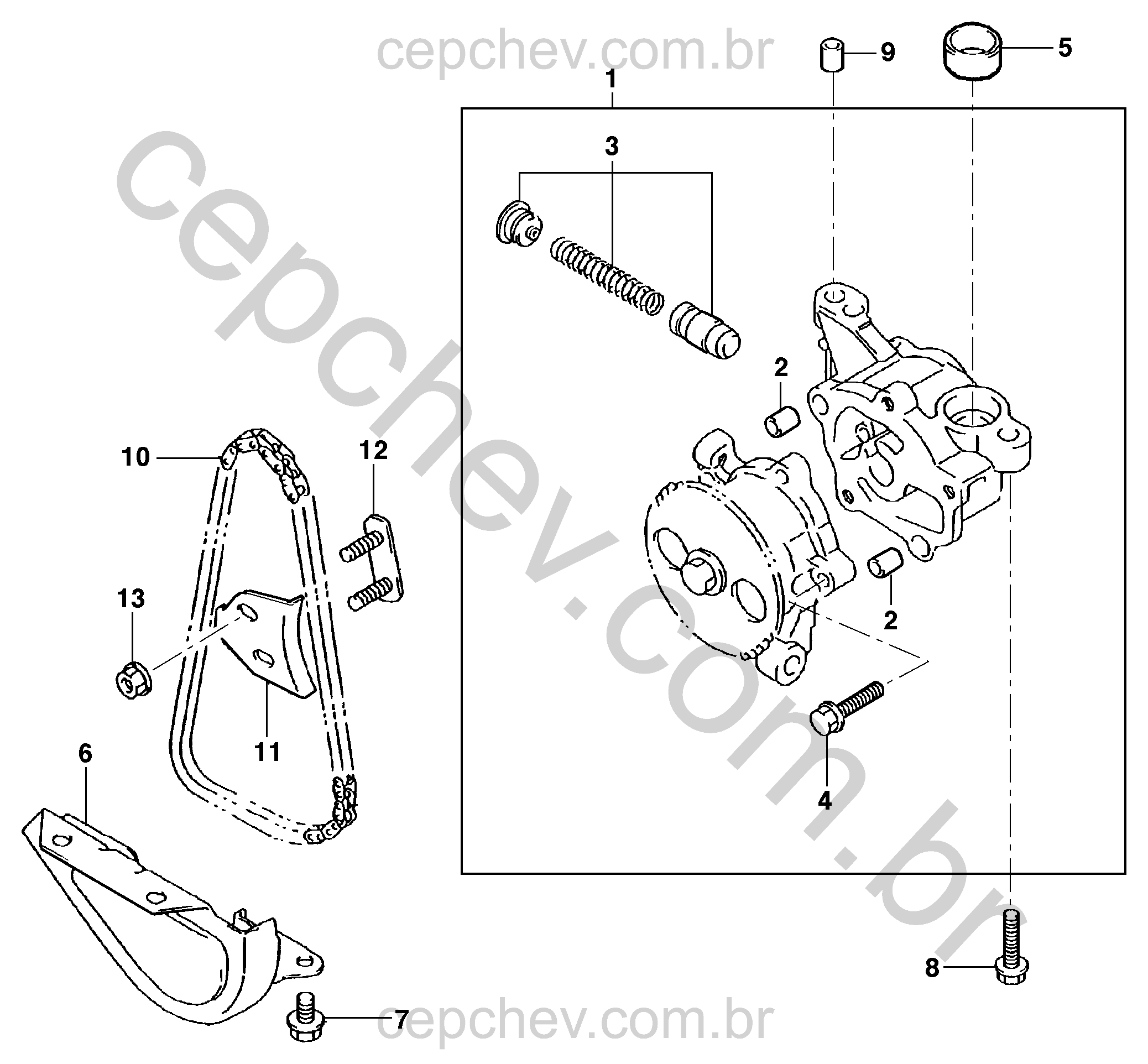 Bomba de óleo e componentes para motor gasolina (2007)