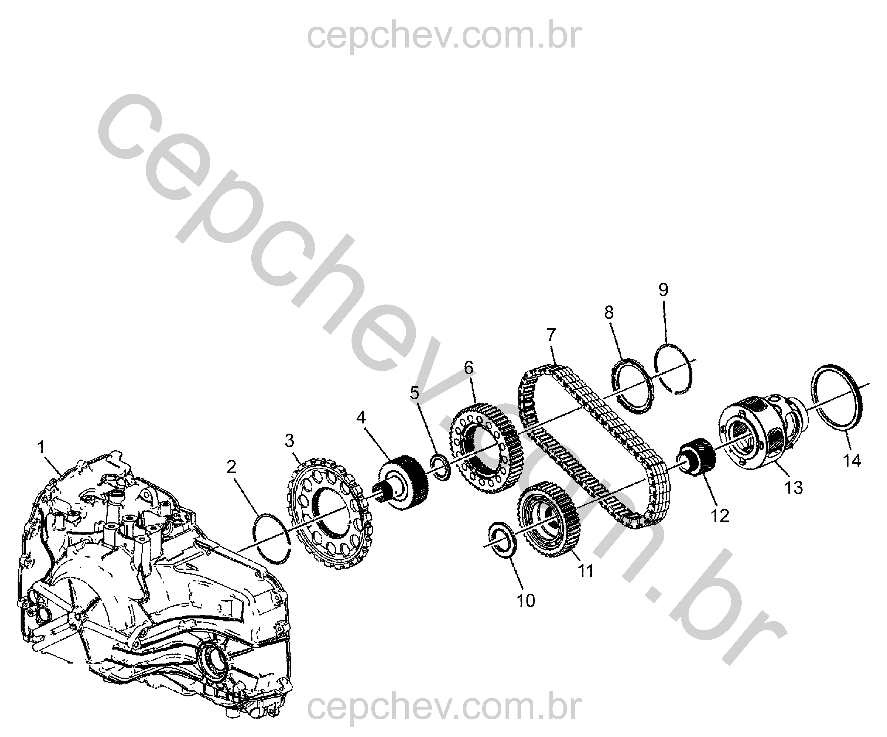 Transmissão automática e articulação de acionamento com componentes internos variados