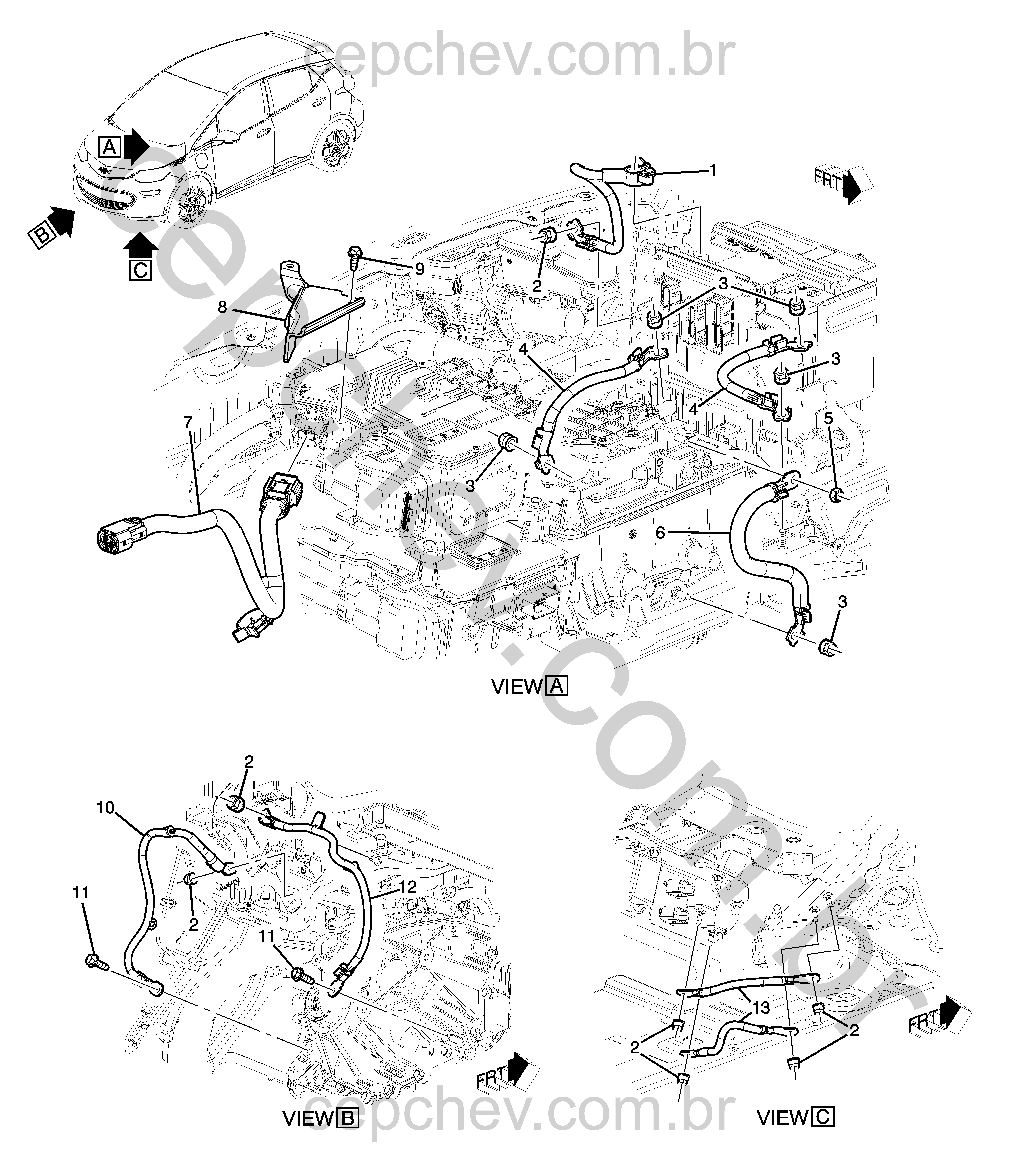Módulo de controle do motor e cabos de aterramento (2022–2023)