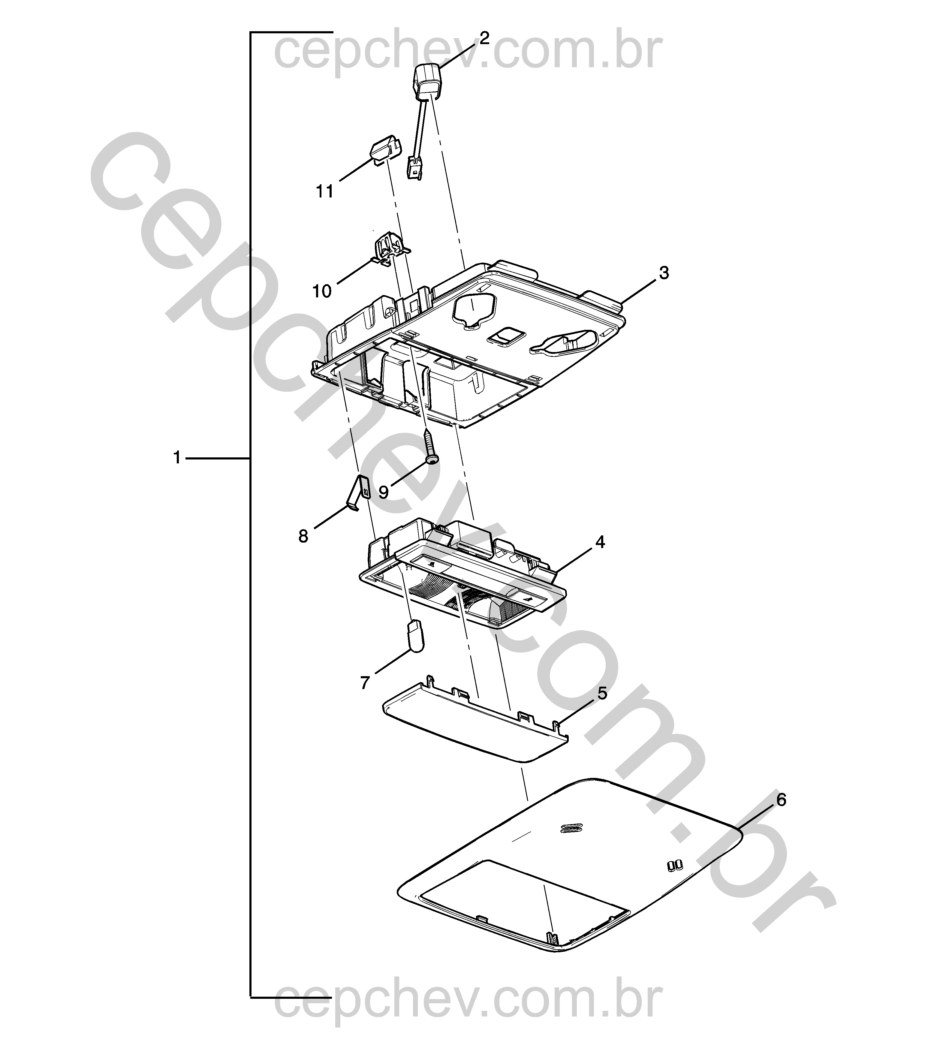 Console do teto e acessórios para teto solar (2017–2020)