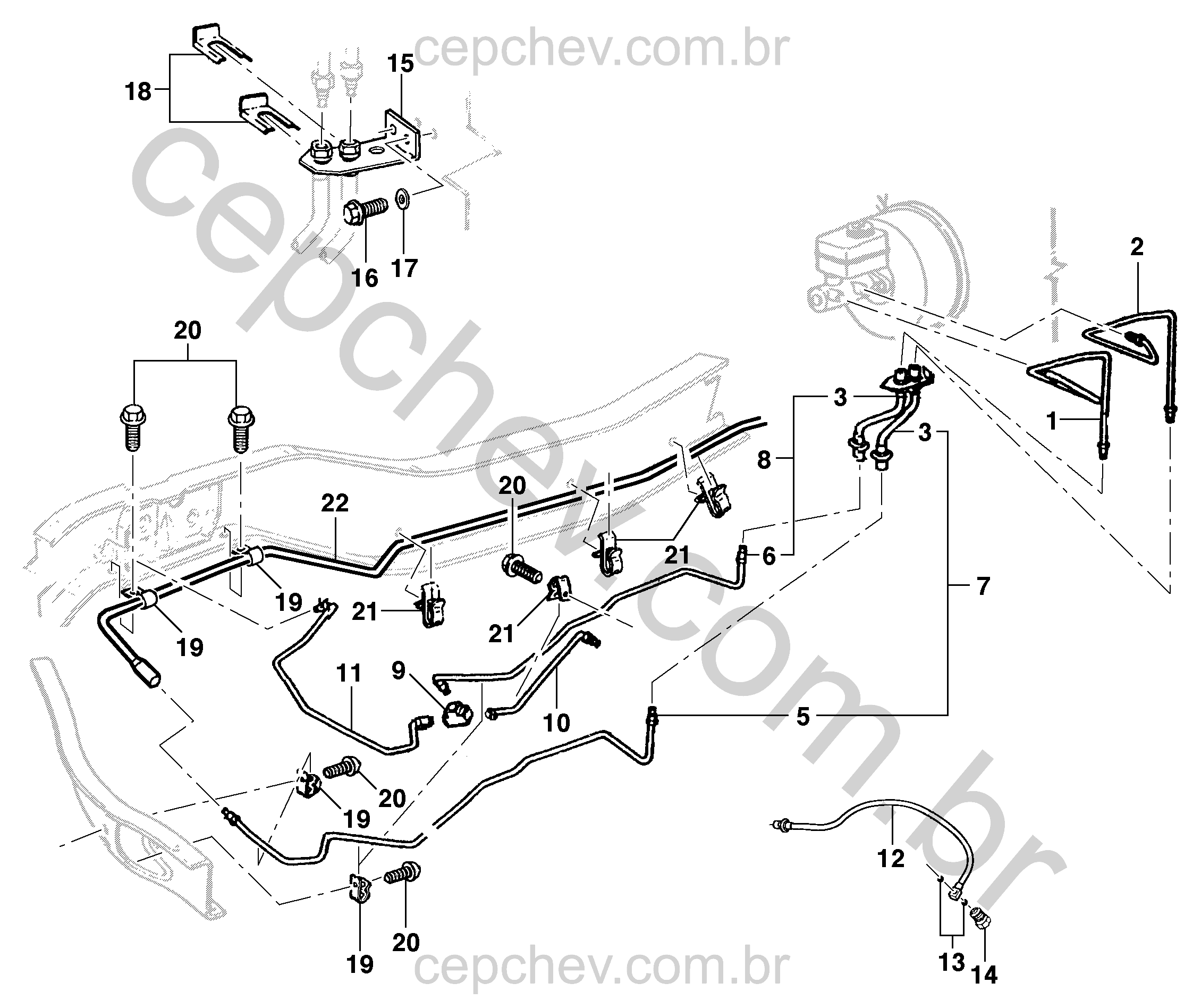 Linha de freio dianteira para GMC 6.100 e 6.150 com tubos e mangueiras completas