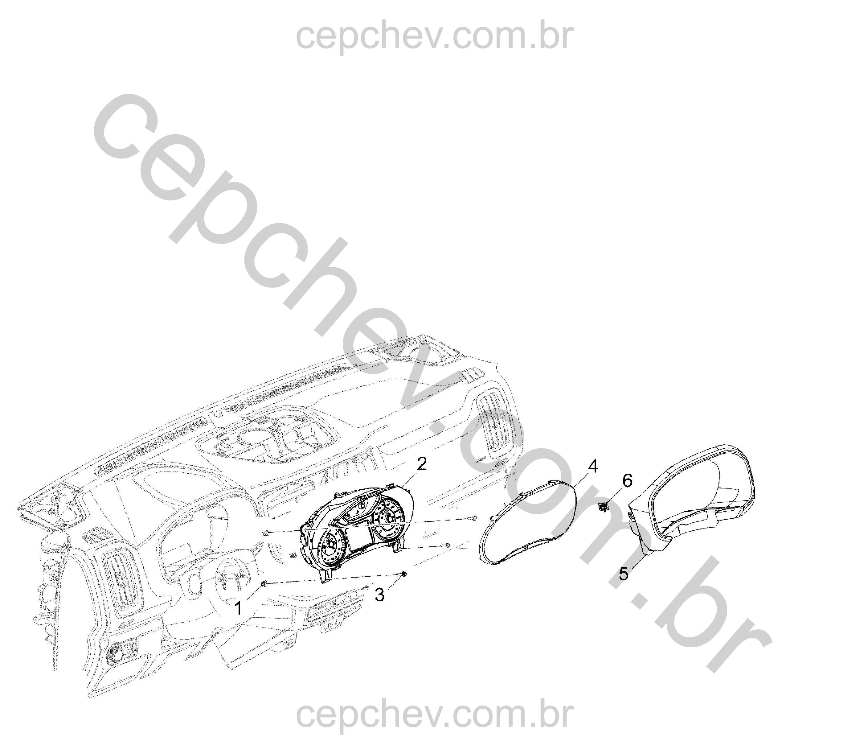 Painel de instrumentos e agrupamento (2017–2024) lado esquerdo