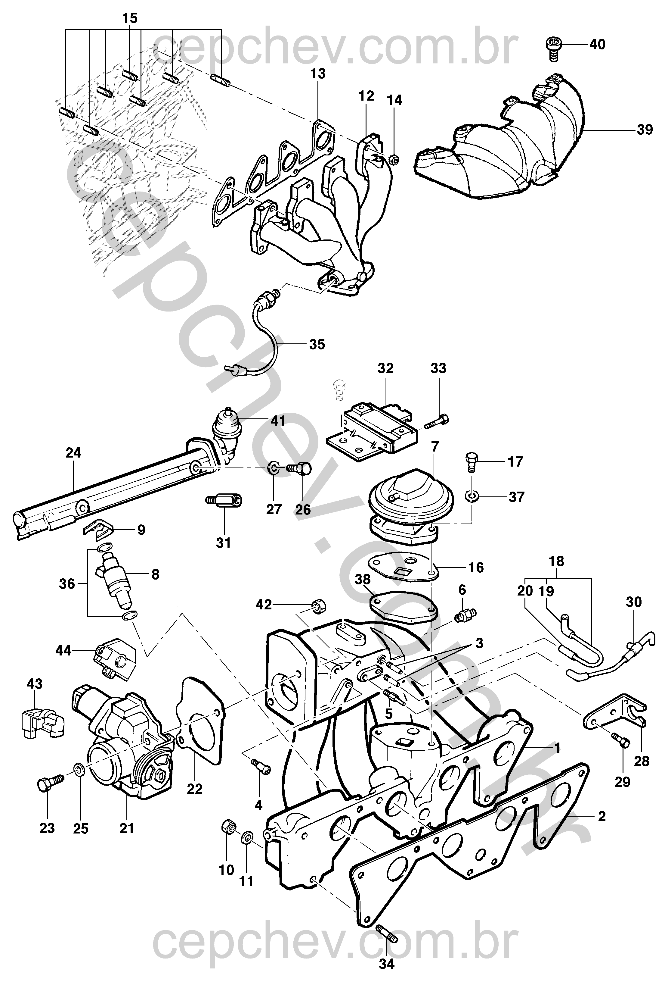 Coletor de admissão e escape para motor gasolina LN2/LG1