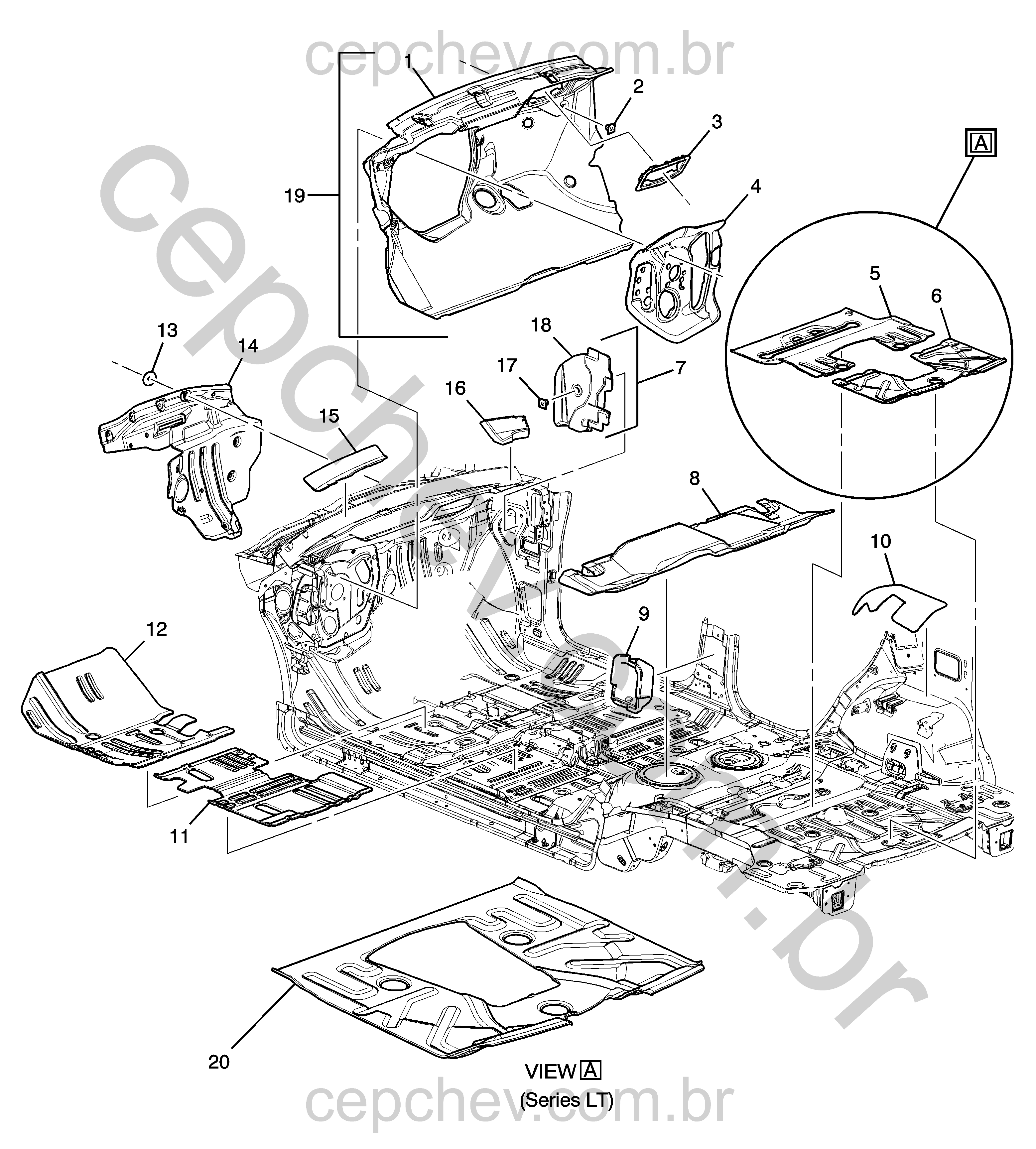 Isoladores e antirruídos para carroceria (2008–2012) LF, LR
