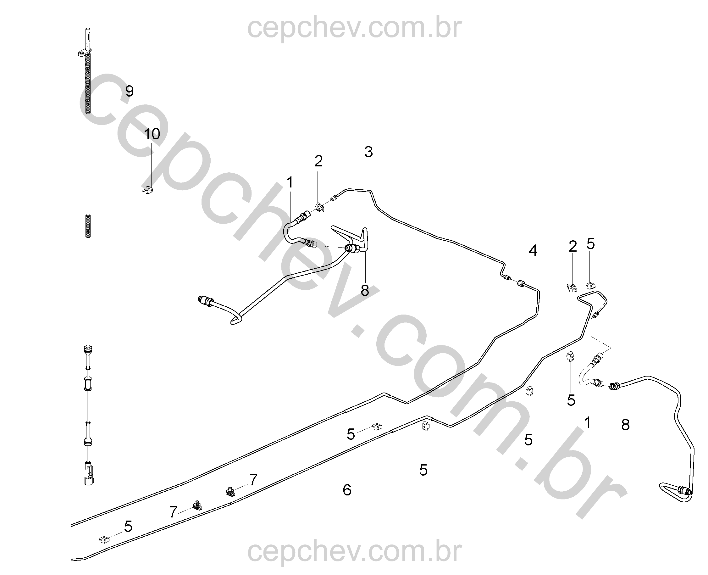 Tubulações e componentes do freio traseiro (2014–2017) S19