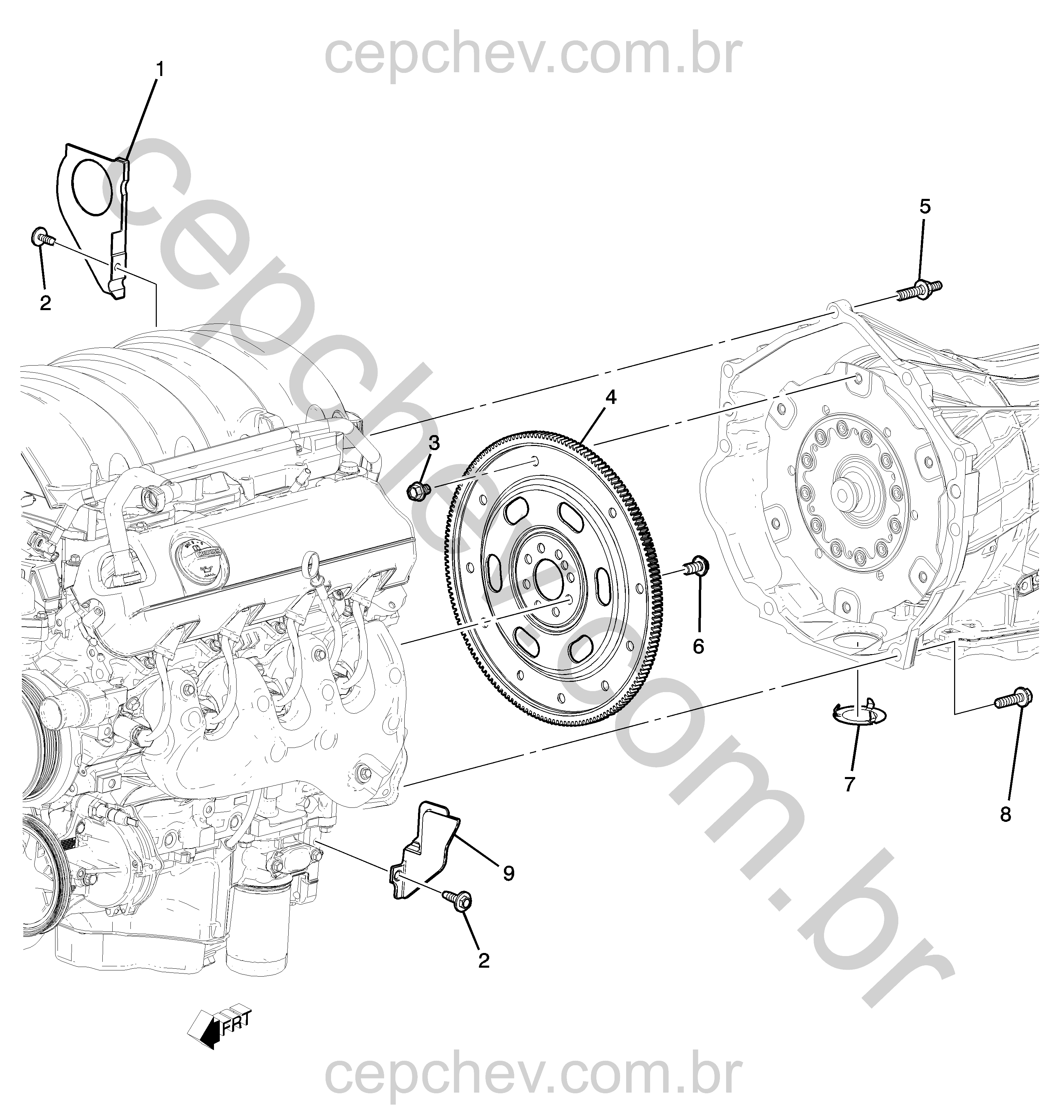 Fixação do motor e transmissão com componentes para transmissão automática (1)