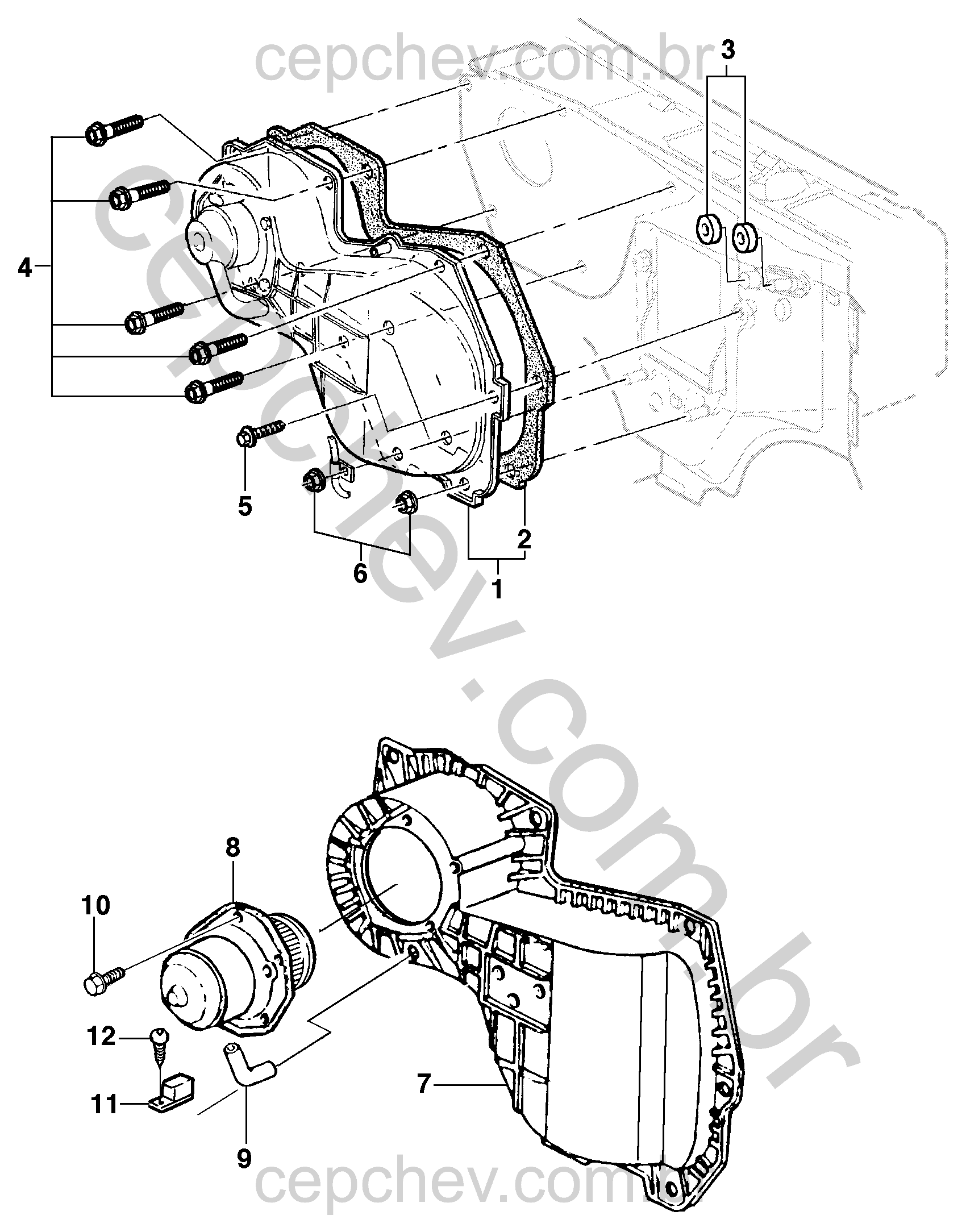 Motor do ventilador e componentes auxiliares para arrefecimento e aquecimento