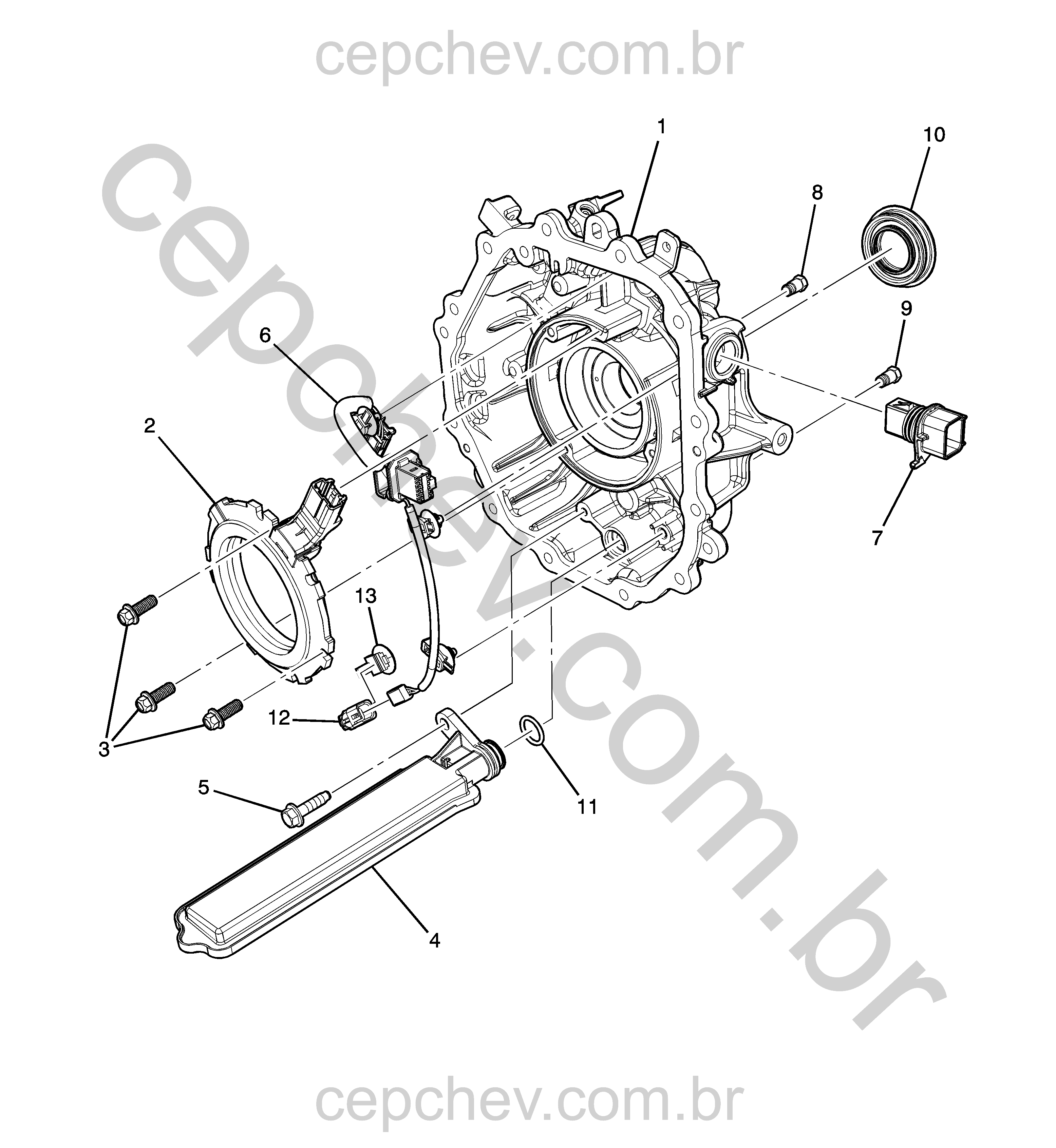 Transmissão automática conjunto tampa caixa (2017–2021) e componentes elétricos