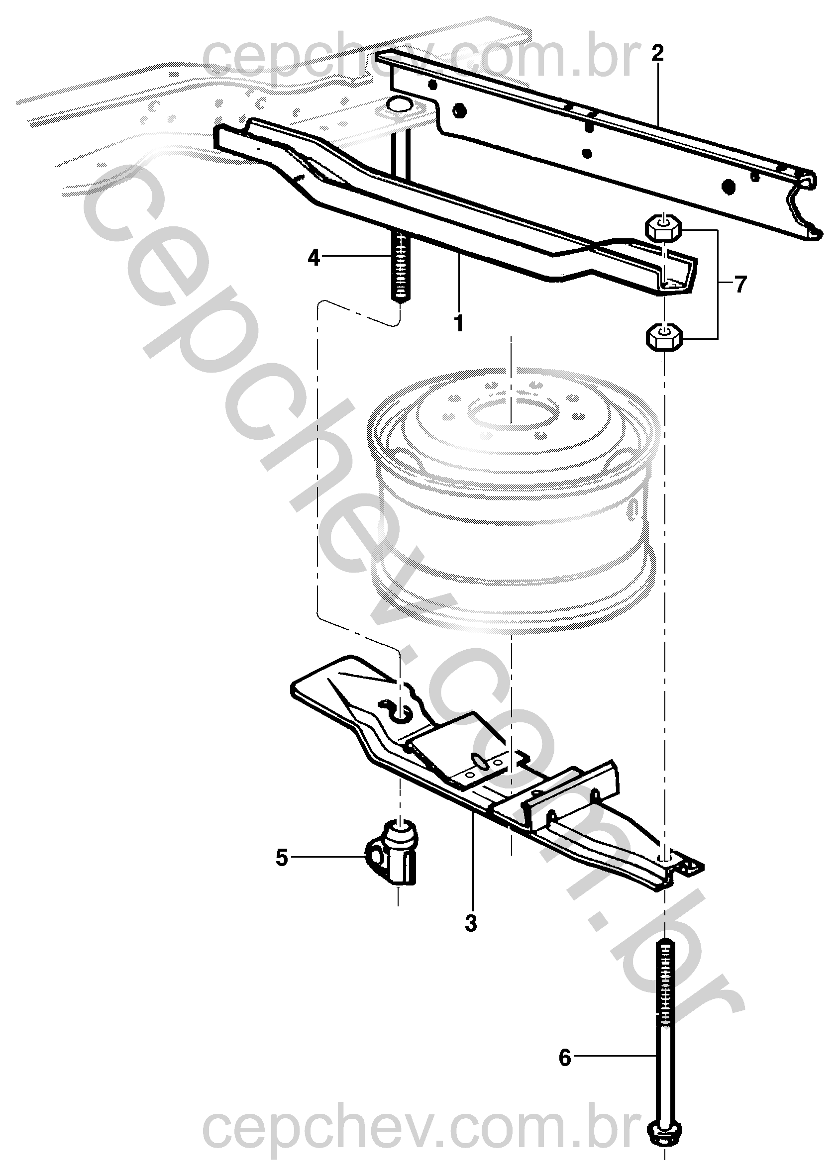 Suporte da roda reserva para GMC 6.100 e 6.150